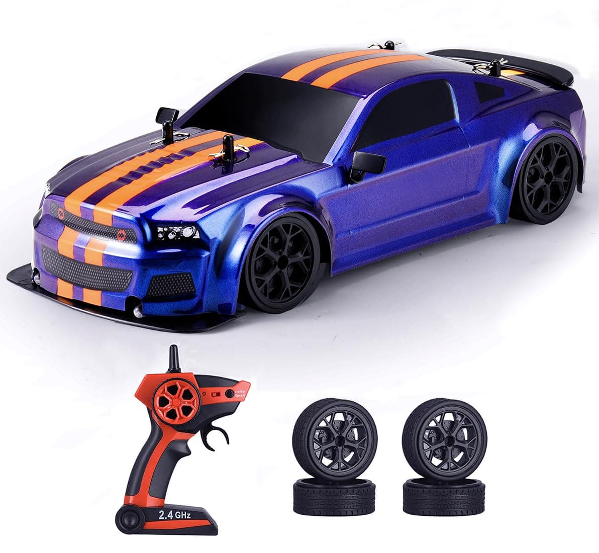RC Drift Car 1/14 Scale, 4WD, 20 MPH, LED Lights, Blue, Boys 9+