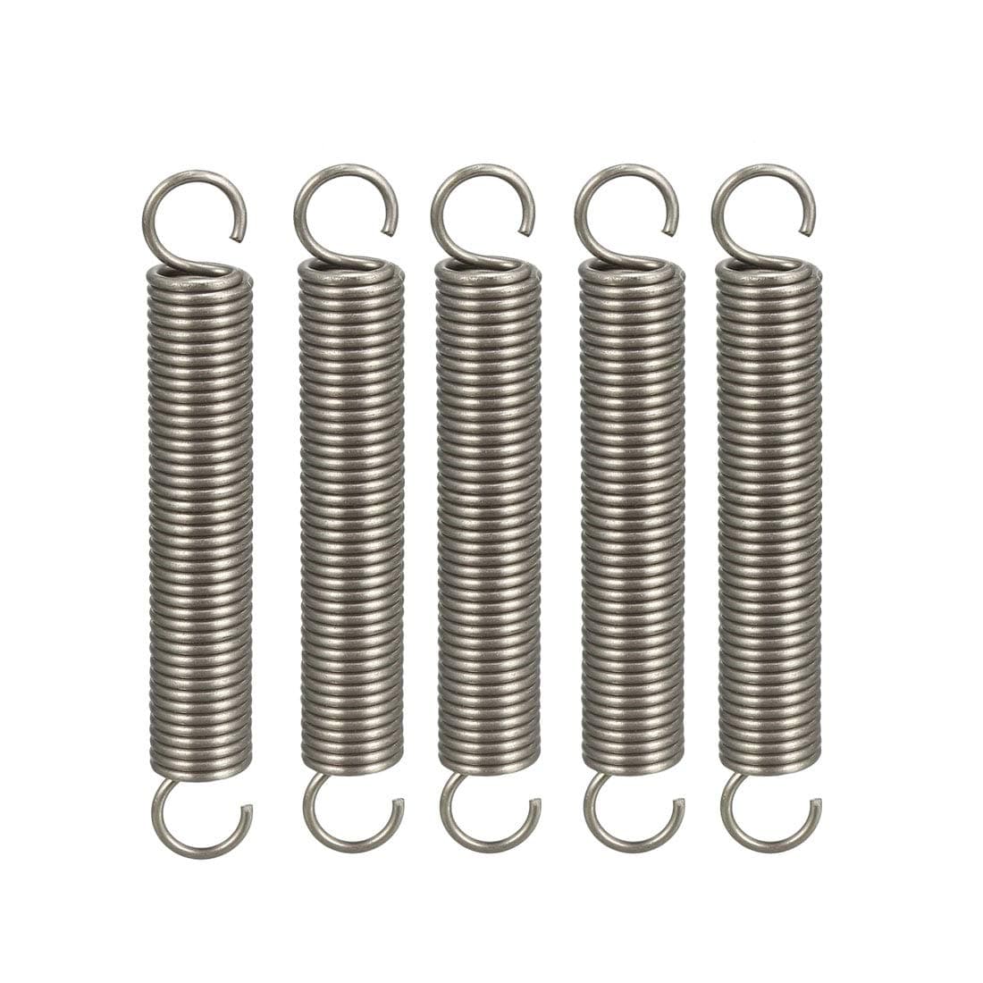 uxcell Extended Tension Spring Wire Diameter 0.047", OD 0.39", Free Length 2.76" Stainless Steel Small Dual Hook Tension Spring 5pcs