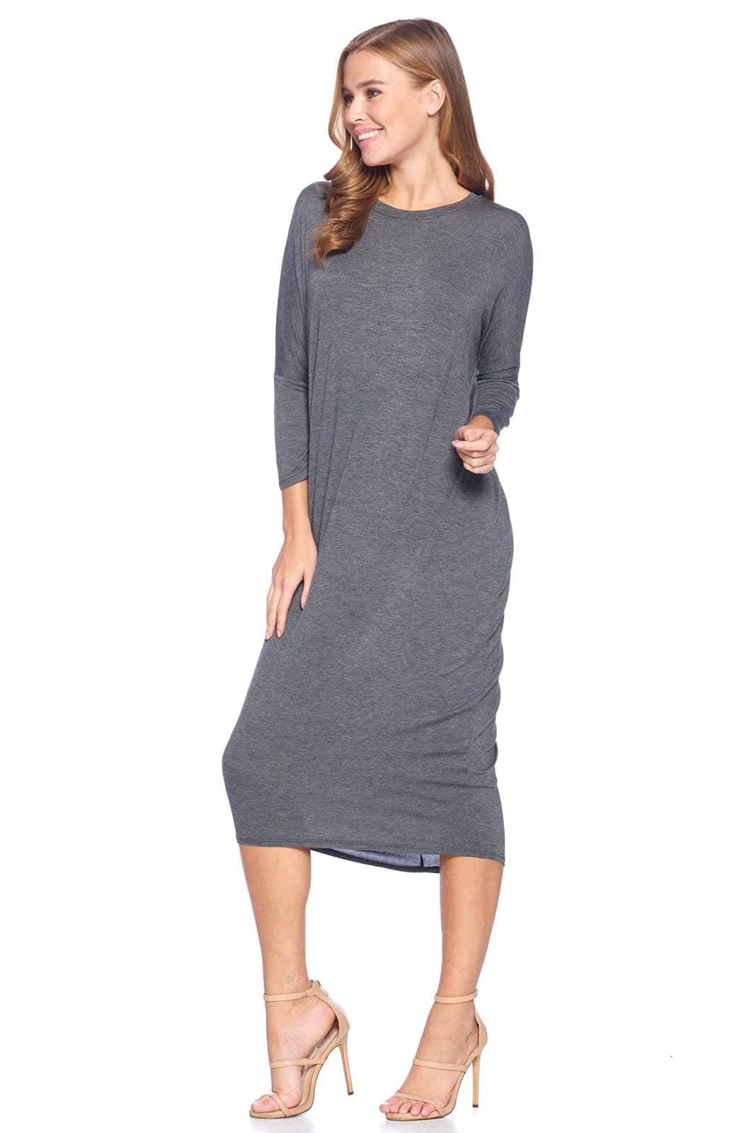 Solid Long Sleeve Cover-Up Maxi Dress (S-2X) - Made in USA