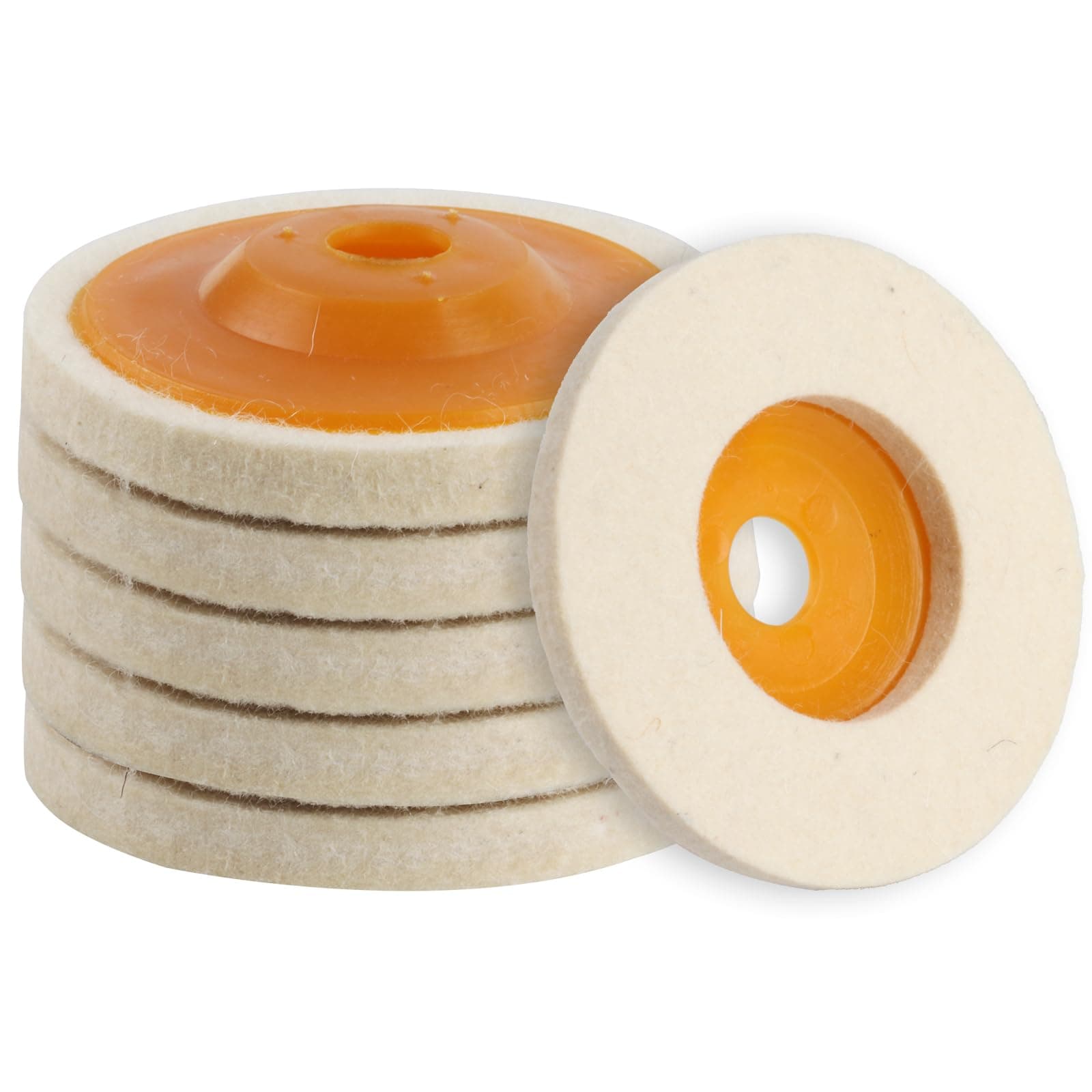 Wool Polishing Wheel Disc Kit - 6 Pcs 4" Felt Buffing Pads for Angle Grinder, Metal, Marble