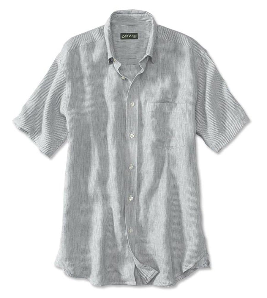 Men's Linen Patterned Short-Sleeved Shirt