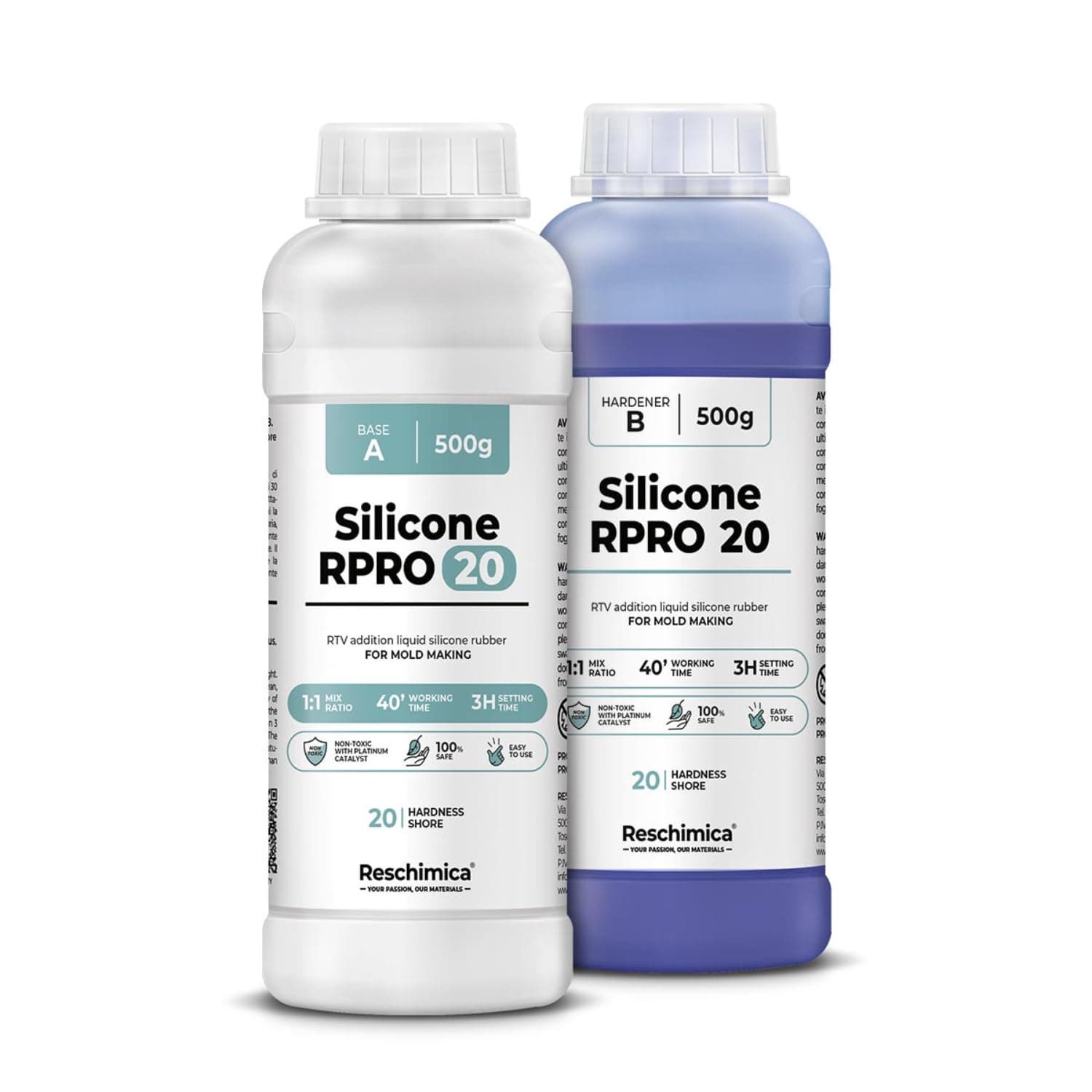 R PRO 20 Medium Hardness Liquid Mold-Making Silicone, Easy to Use (1:1) and Non-Toxic, High Tear Resistance, Ideal for DIY, Compatible with Resin, Cement, and Plaster (1 kg)