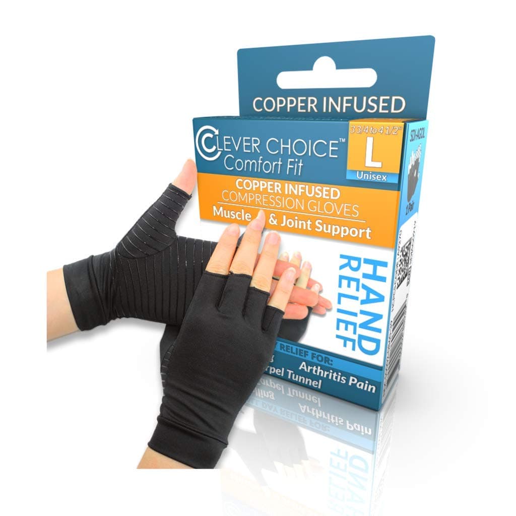 Comfort Fit Copper Infused Compression Gloves - Large