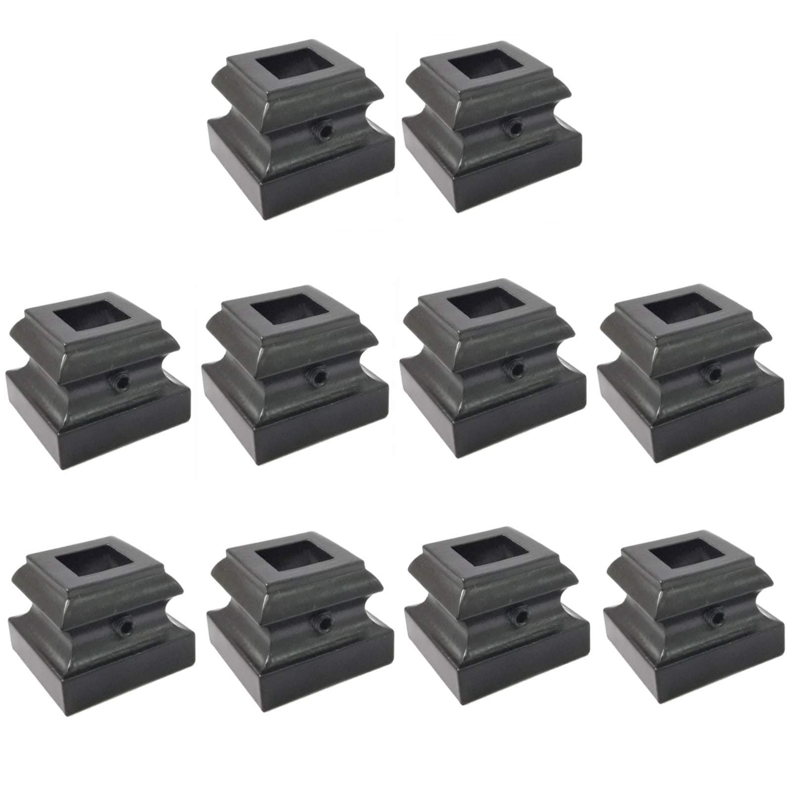 Langdoly 1/2" Iron Baluster Flat Base Shoes Staircase Spindle Level Shoes with Set Screw Satin Black - (Box of 10)