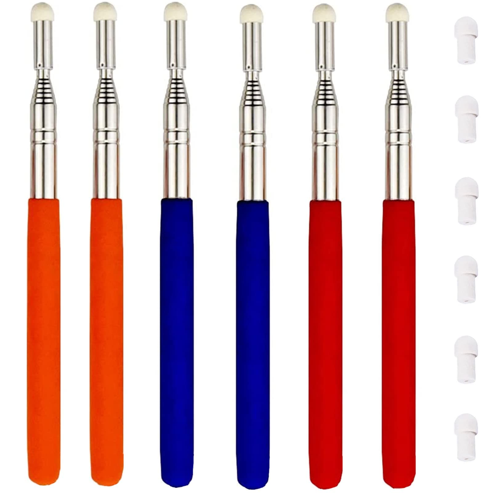 6 Pcs Telescopic Teachers Pointer, Retractable Whiteboard Pointer for Teachers, Coach, Presenter, Classroom, Extends to 39 Inches