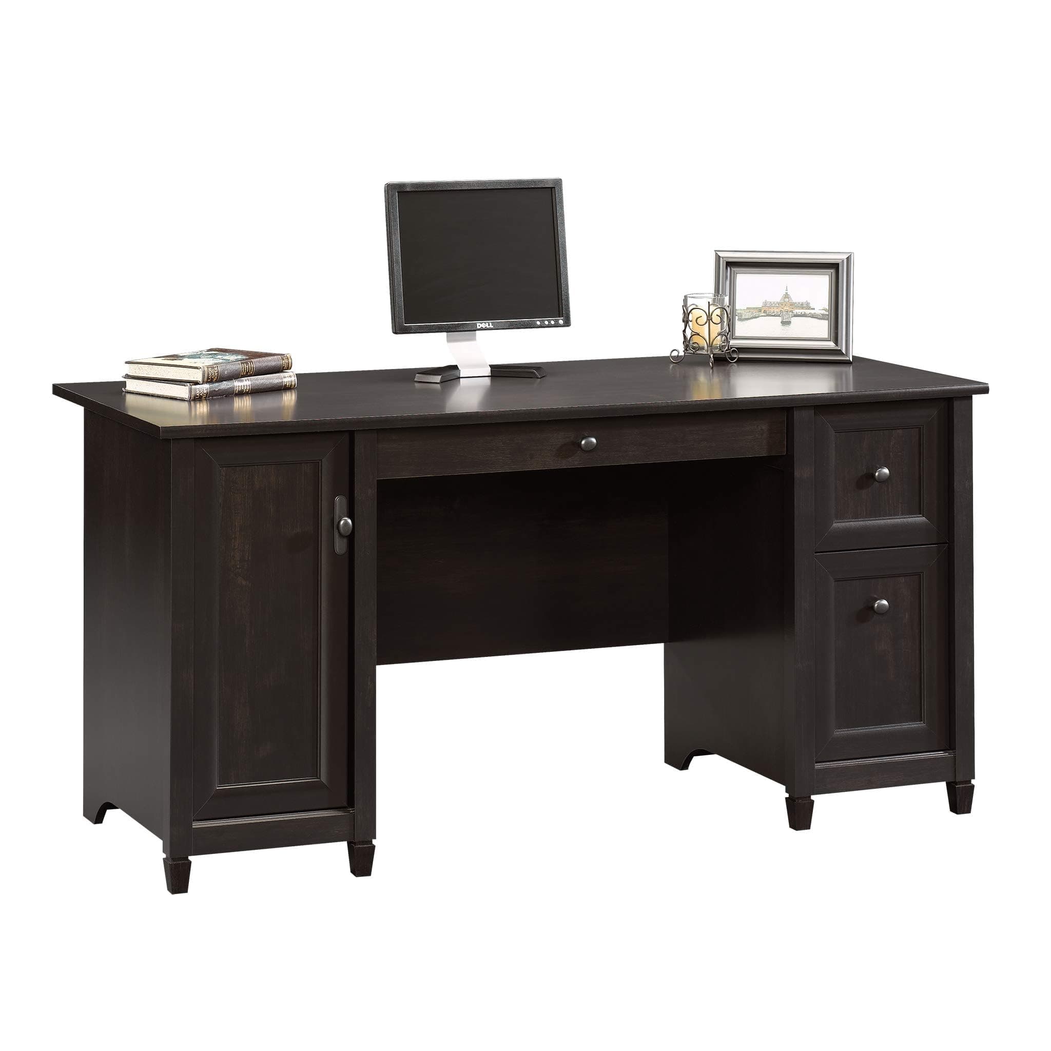 Edge Water Computer Desk with Storage Drawers, Home Office Desk, in Estate Black
