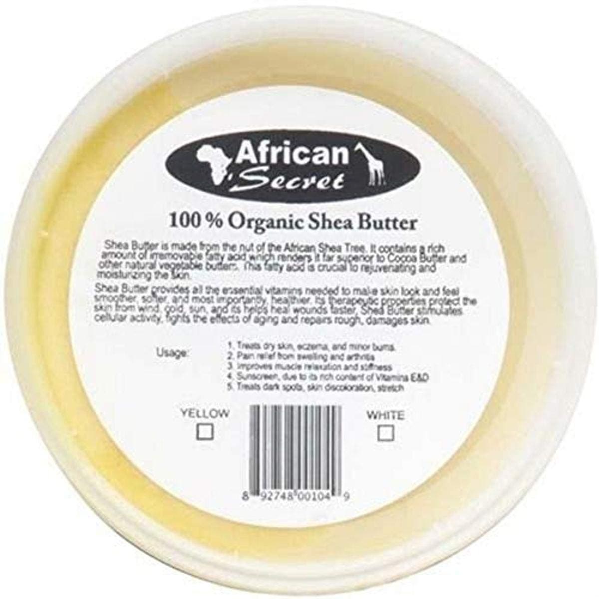 AFRICAN SECRET 100% Shea Butter Smooth Yellow - 8 Oz