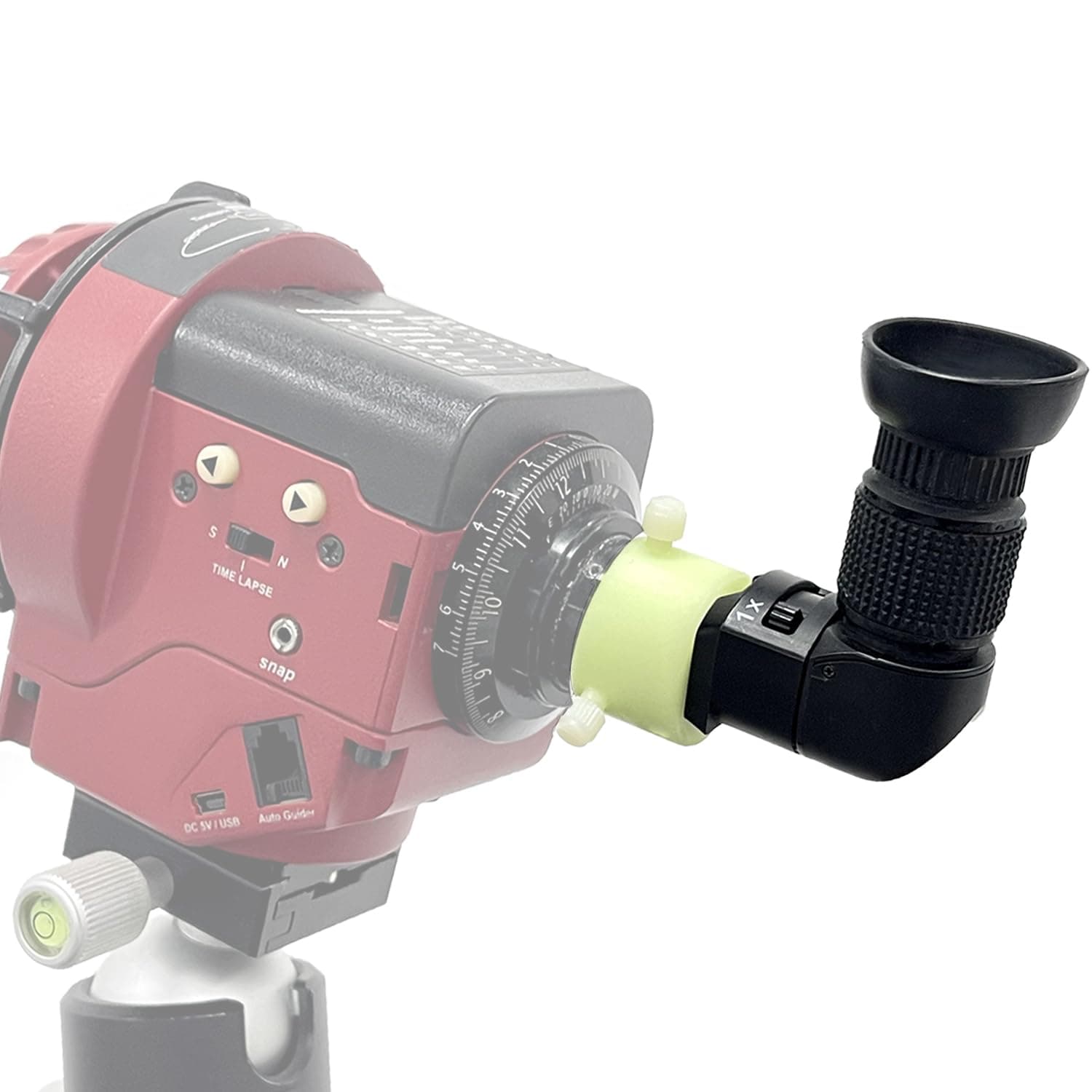 Right Angle Viewfinder for Polar Scope with 1X - 2X Magnification, Bulit-in Diopter and 360°Rotating Comfortable to View for Polar Align