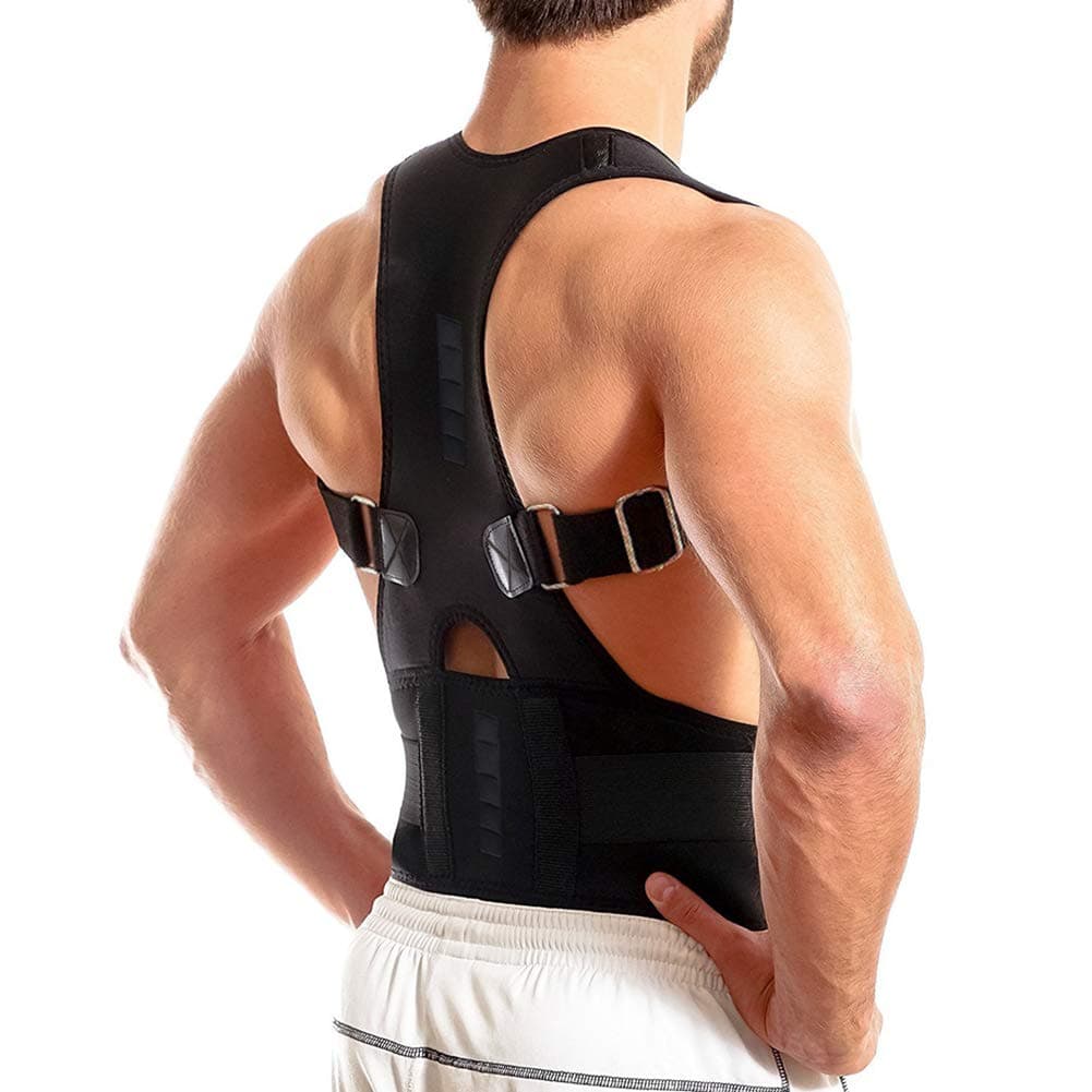 Thoracic Back Brace Posture Corrector- Magnetic Lumbar Back Support Belt-Back Pain Relief, Improve Thoracic Kyphosis, for Lower and Upper Back Pain Men & Women (Black, Small)