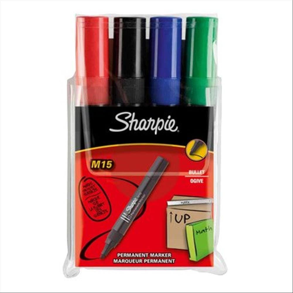 SharpieBullet Tip Permanent 4 Markers, 15 mm Thickness, Assorted