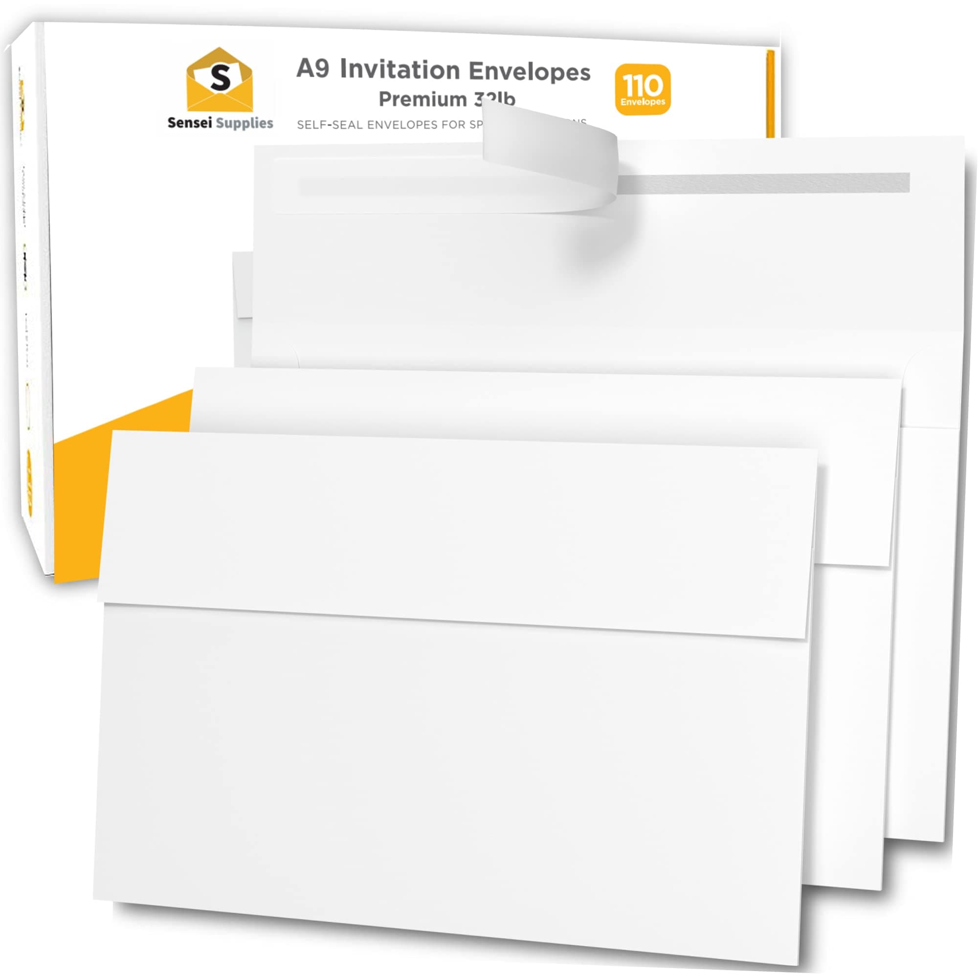 110 A9 Envelopes [5 3/4" x 8 3/4"] Great for Thank You Cards, Invitations, Letters, Office Supplies, fits folded 8.5 x 11 Copy Paper Easily; Envelopes Self Seal w Peel & Seal built-in
