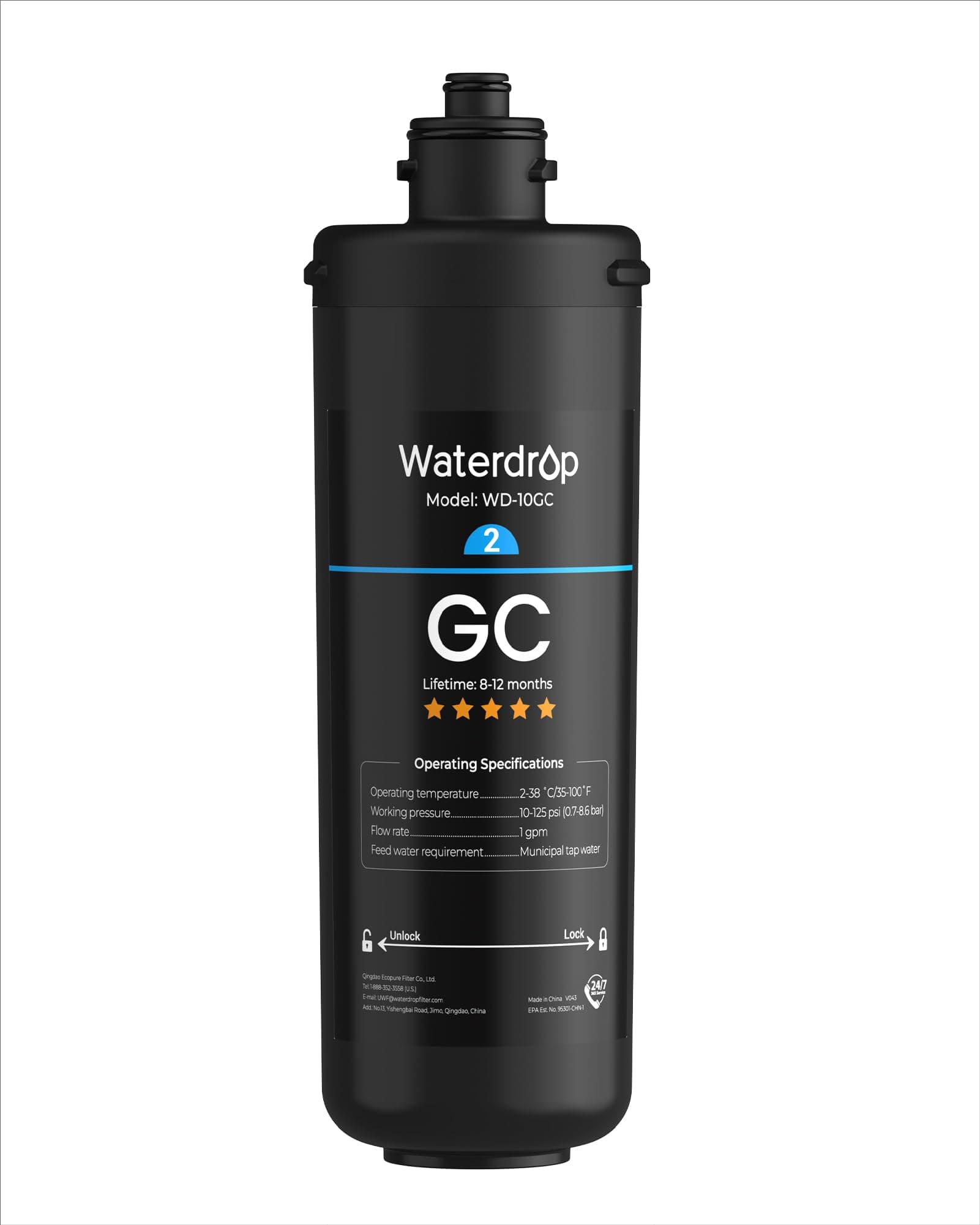 Waterdrop WD-10GC Under Sink Water Filter, Replacement for Waterdrop TSA & TSB & TSB CM 3-stage Under Sink Water Filter System