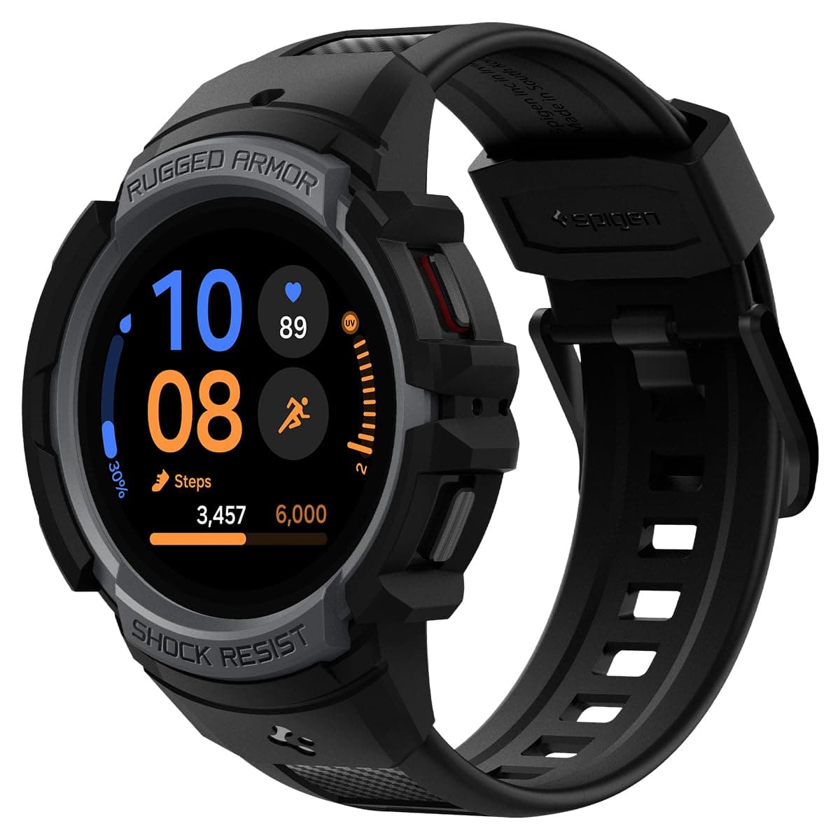 Spigen Rugged Armor Pro Case with built in Strap Compatible with Samsung Galaxy Watch FE (2024), Galaxy Watch 5 40mm (2022), Galaxy Watch 4 40mm (2021)