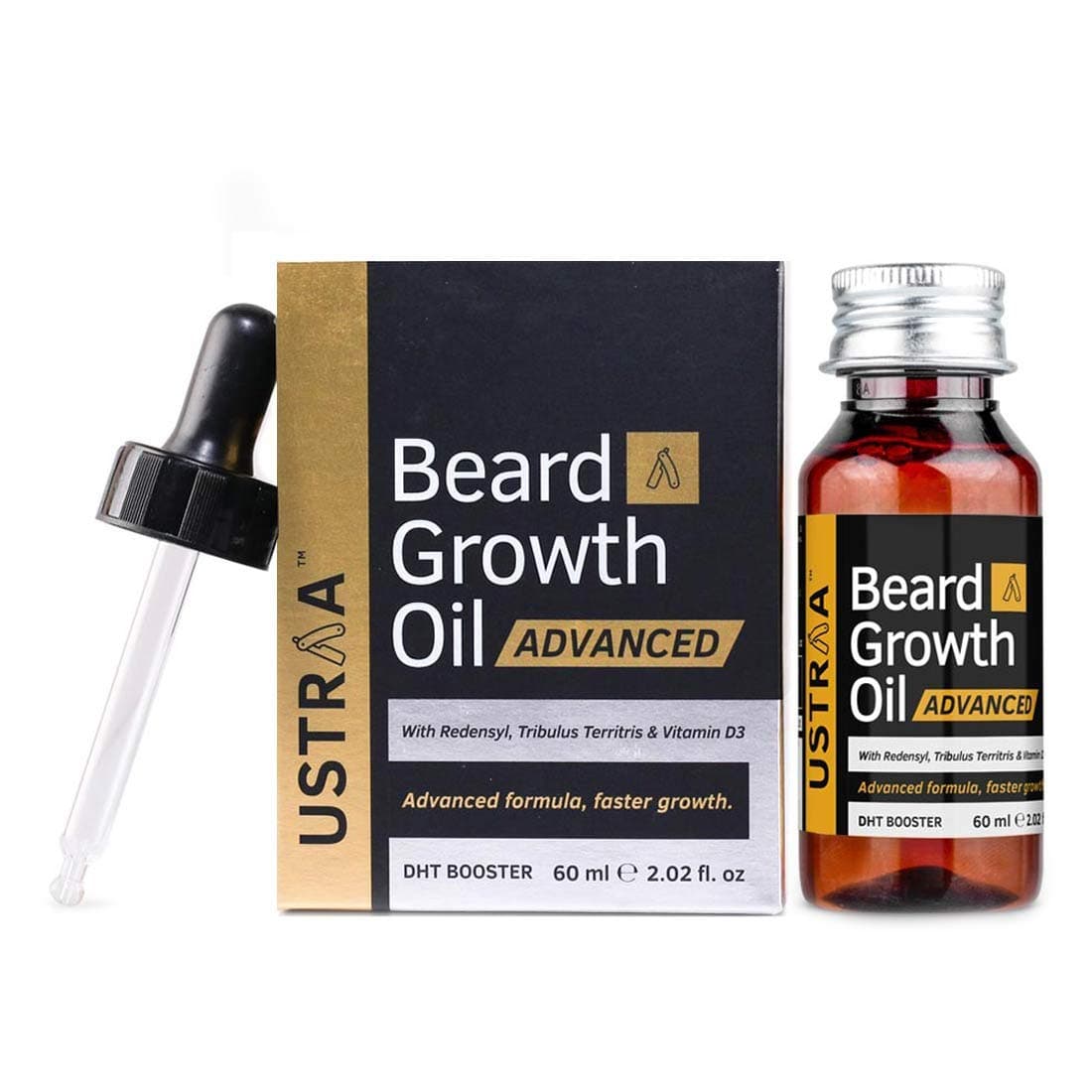 Beard Growth Oil Advanced - 2oz - For Patchy Beard, With Redensyl, DHT Booster, Nourishment & Moisturization, No Harmful Chemicals