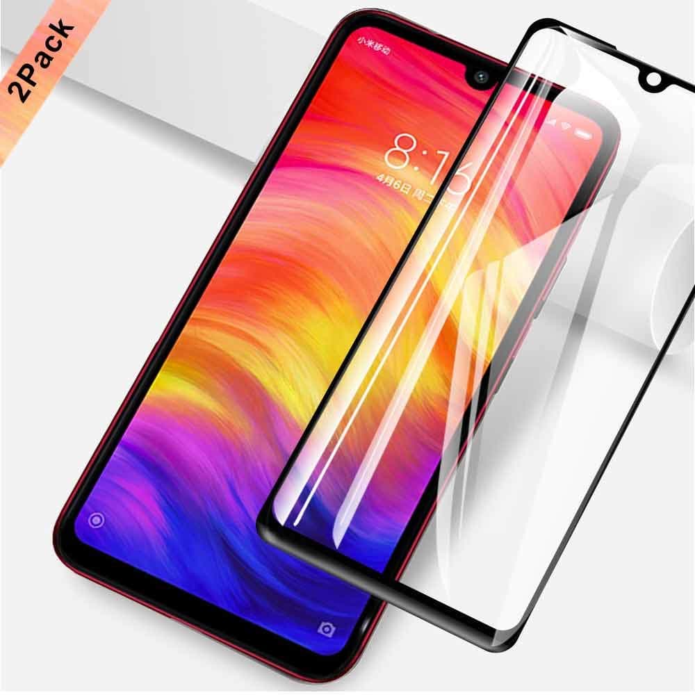 Widamin 2 Pack, Screen Protector Suitable for Redmi Note 7, Full coverage Premium Tempered Glass, 9H Hardness, Crystal Clearity, Scratch Resistant， No Bubble， For Xiaomi Redmi Note 7