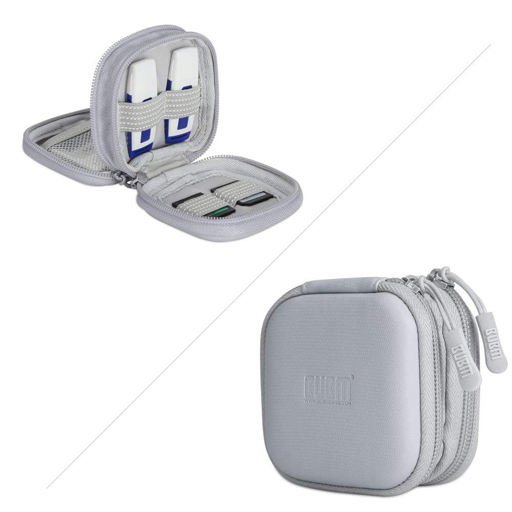 BUBM USB Flash Drive Case,Portable Waterproof Electronic Accessories Bag for USB Flash Drives, SD Cards,Earphone and Other Small Accessories 3.35 x 3.35 x 1.77 Inch,Grey