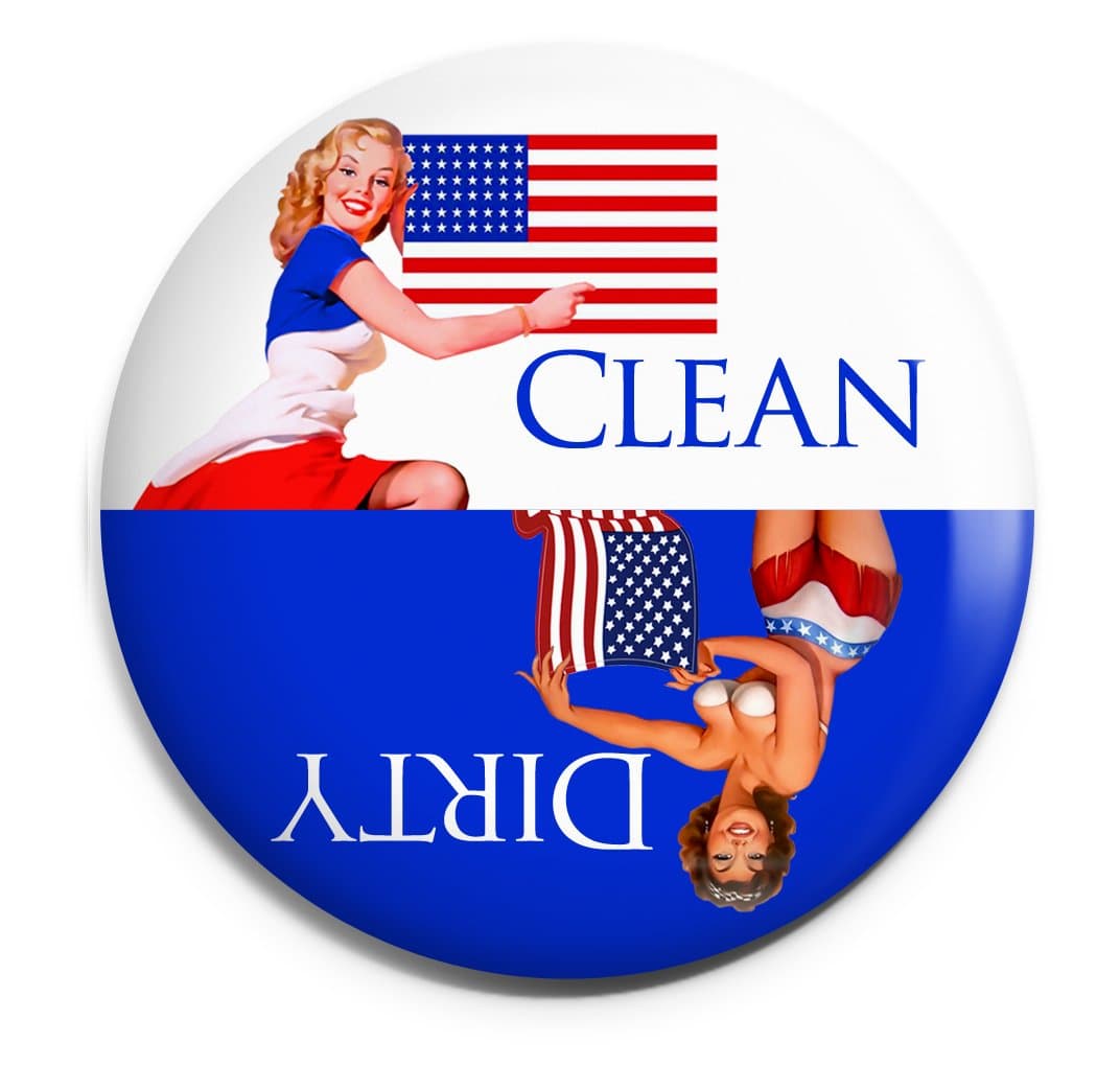 Big 3.5” Dirty Clean Dishwasher Magnet Ends Common Kitchen Problem. Adheres to Any Surface. Blue and White.