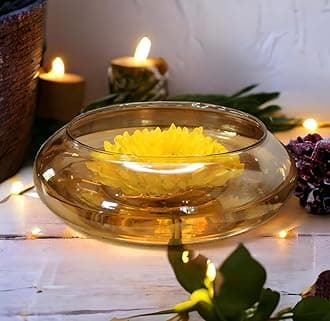 Urli Bowl-Splendid Glass Spring Bowl for Home Decoration Table Centerpiece, Floral Arrangements, and Floating Candles (Golden, 6 Inch)