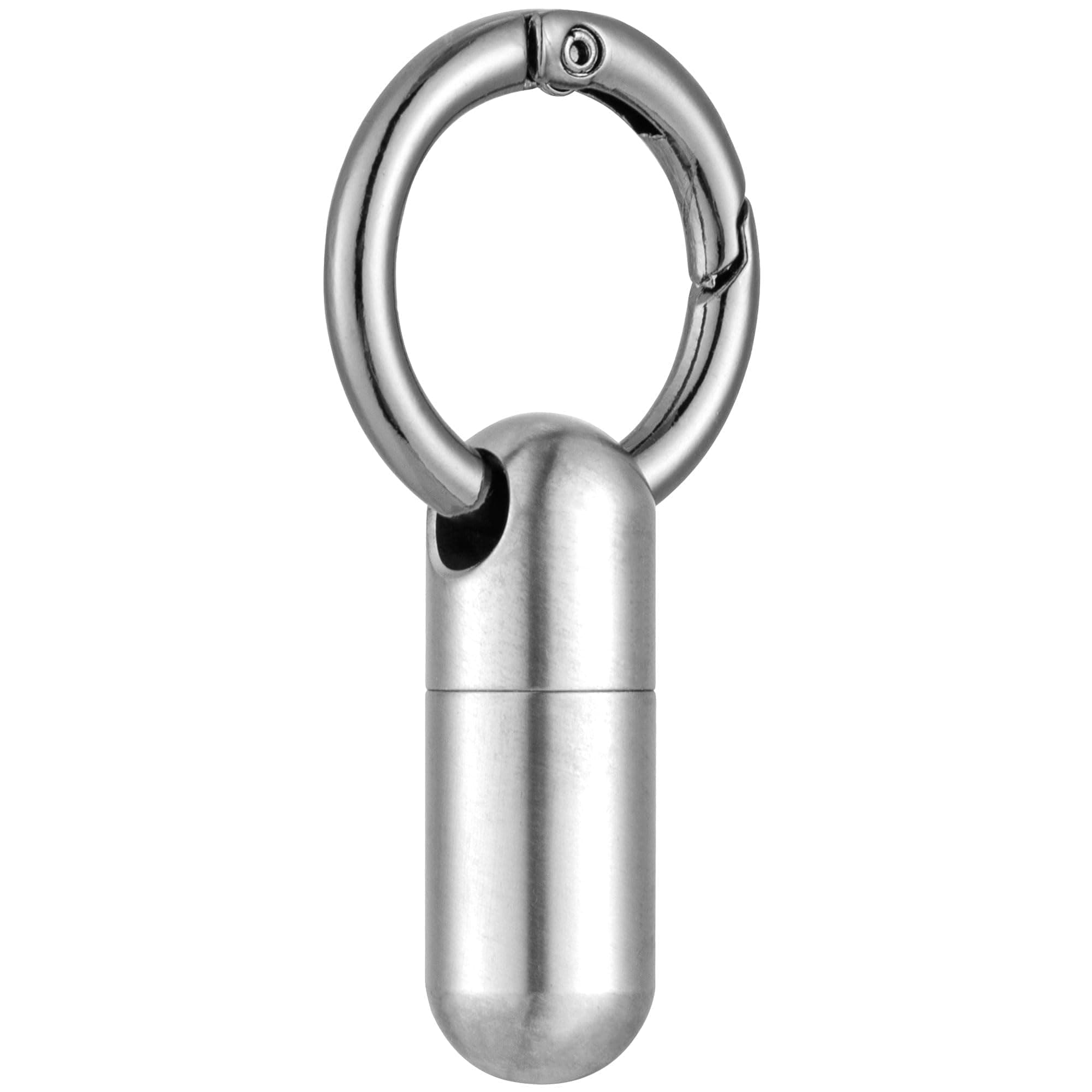Keychain Pill Holder (Silver), Small Pill Case Container w/Convenient Carabiner Clip & 2 Silicone Gaskets, High-Grade Titanium Mini Medicine Organizer for Travel Use or Daily Medication
