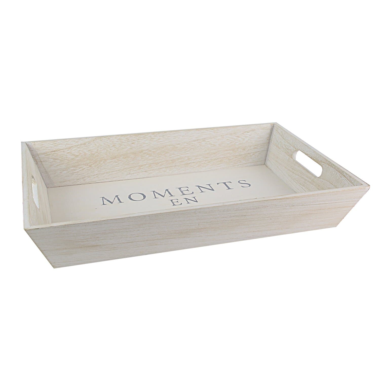 TOTALLY ADDICT KA2529 Rectangular Serving Tray, Wood, White/Grey, 43.8 x 29 x 7 cm