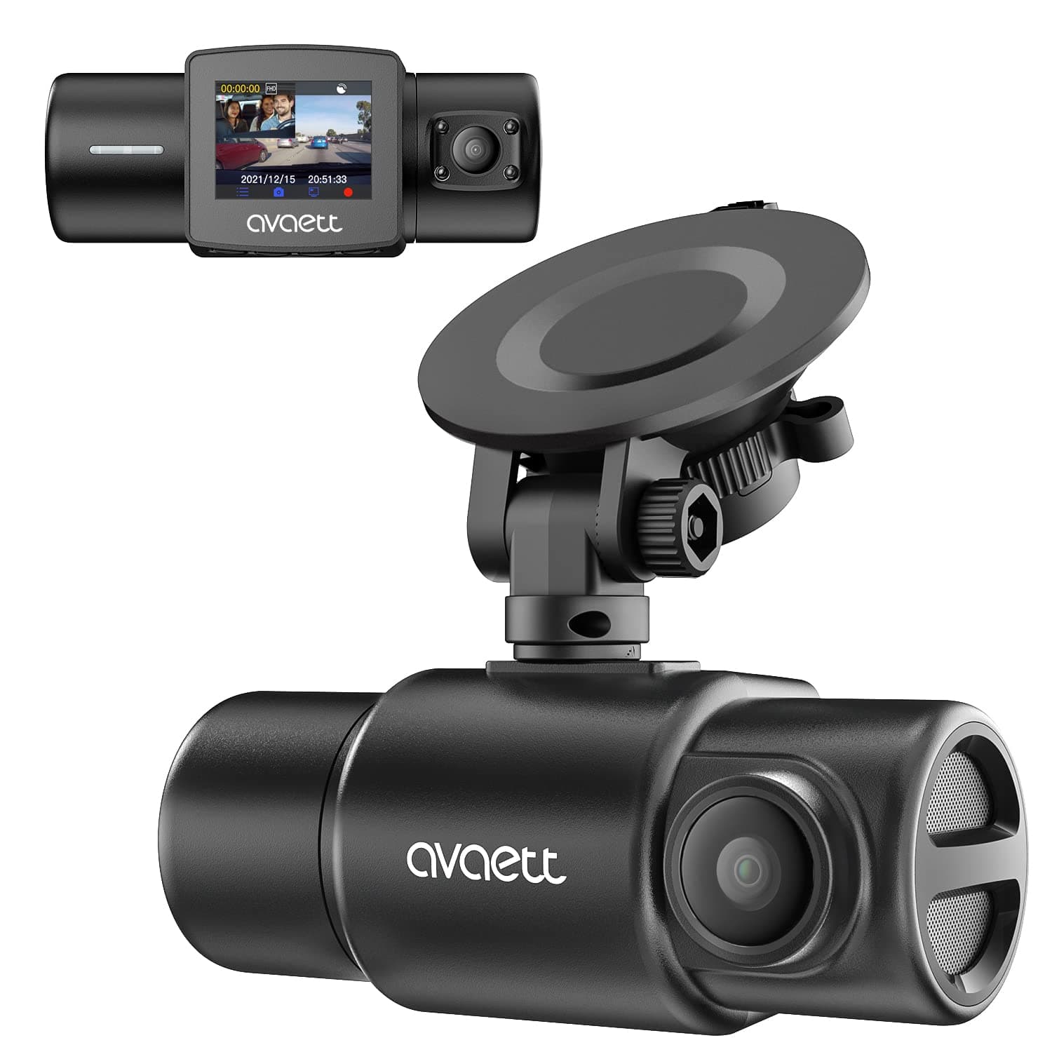 Dual 2.5K Dash Cam Front and Inside, Built in WiFi GPS, Dashcams for Cars with Infrared Night Vision, Smart Dash Camera Supercapacitor Accident Record Parking Mode Avaett D60
