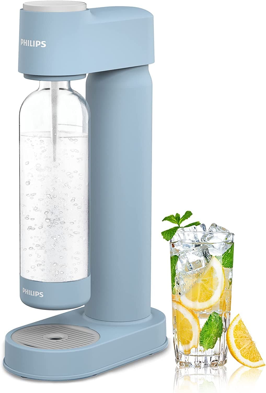 Sparkling Water Maker Soda Maker Machine for Home Carbonating with BPA free PET 1L Carbonating Bottle, Compatible with Any Screw-in 60L CO2 Exchange Carbonator(NOT Included), Blue Plastic
