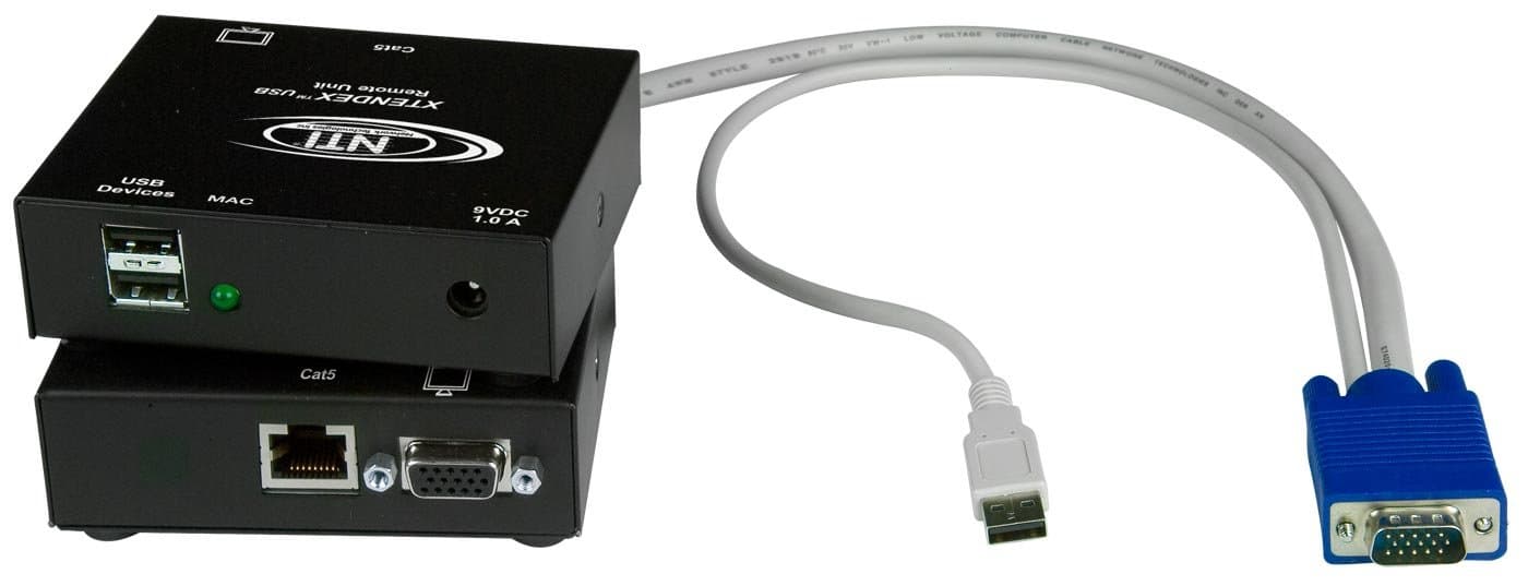 Network Technologies Inc XTENDEX VGA USB KVM Extender via CAT5, Extend to 300 Feet