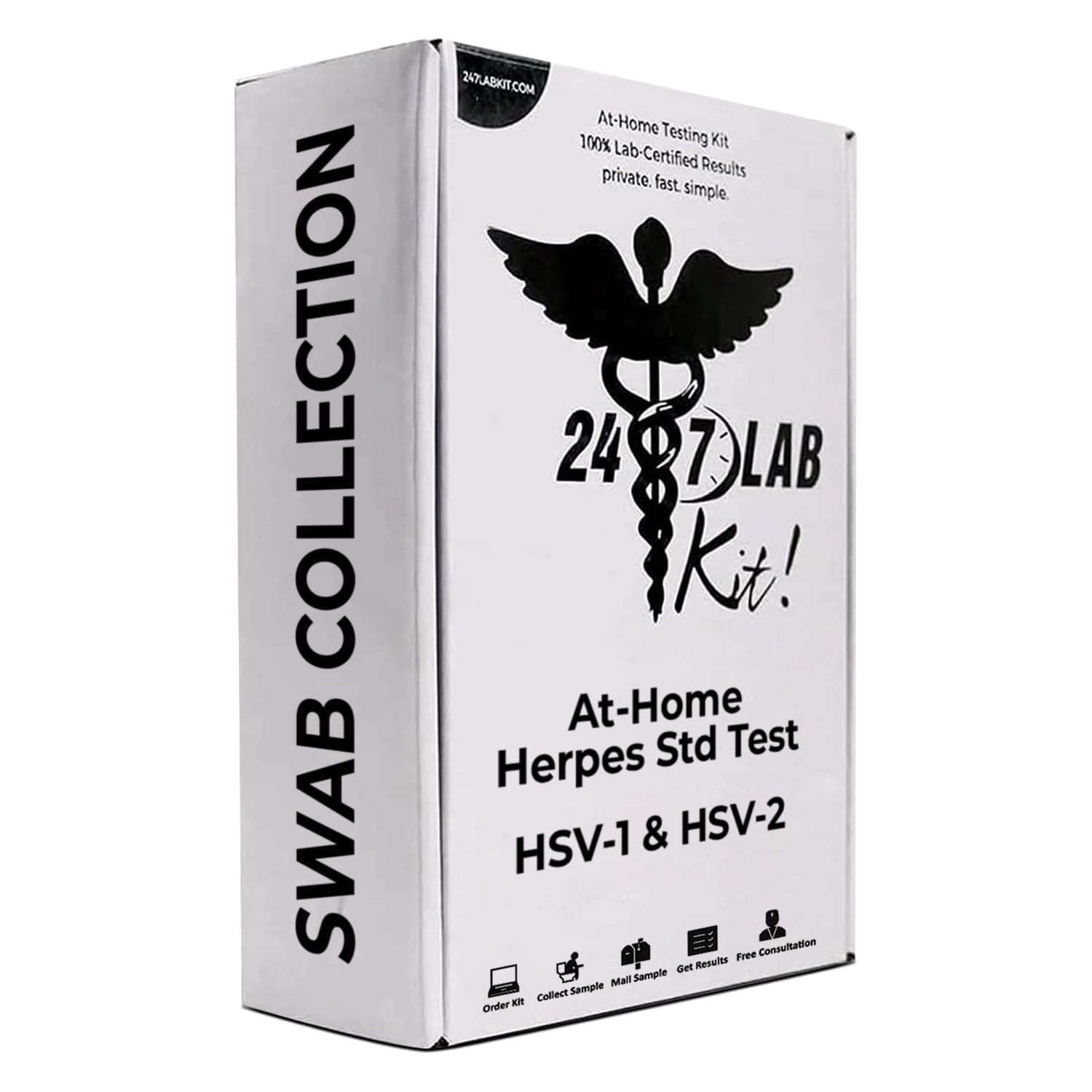 Herpes Std Test Kit – Discreet Packaging - Detects Oral HSV-1 & Genital HSV-2 – Lesion Swab Test – at-Home Std Testing Kit for Men & Women – Fast & Accurate Results – CLIA-Certified Lab