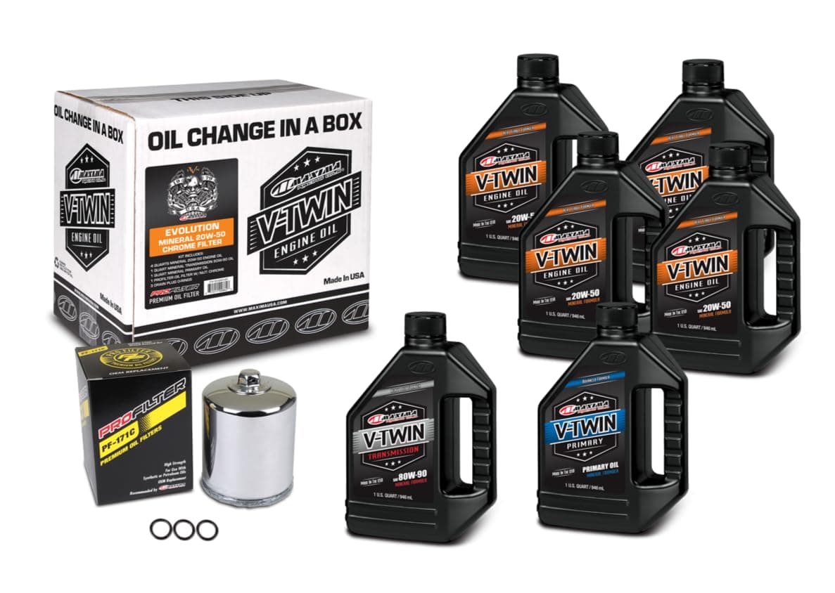 V-Twin Oil Change Kit Mineral w/Chrome Filter, Evolution