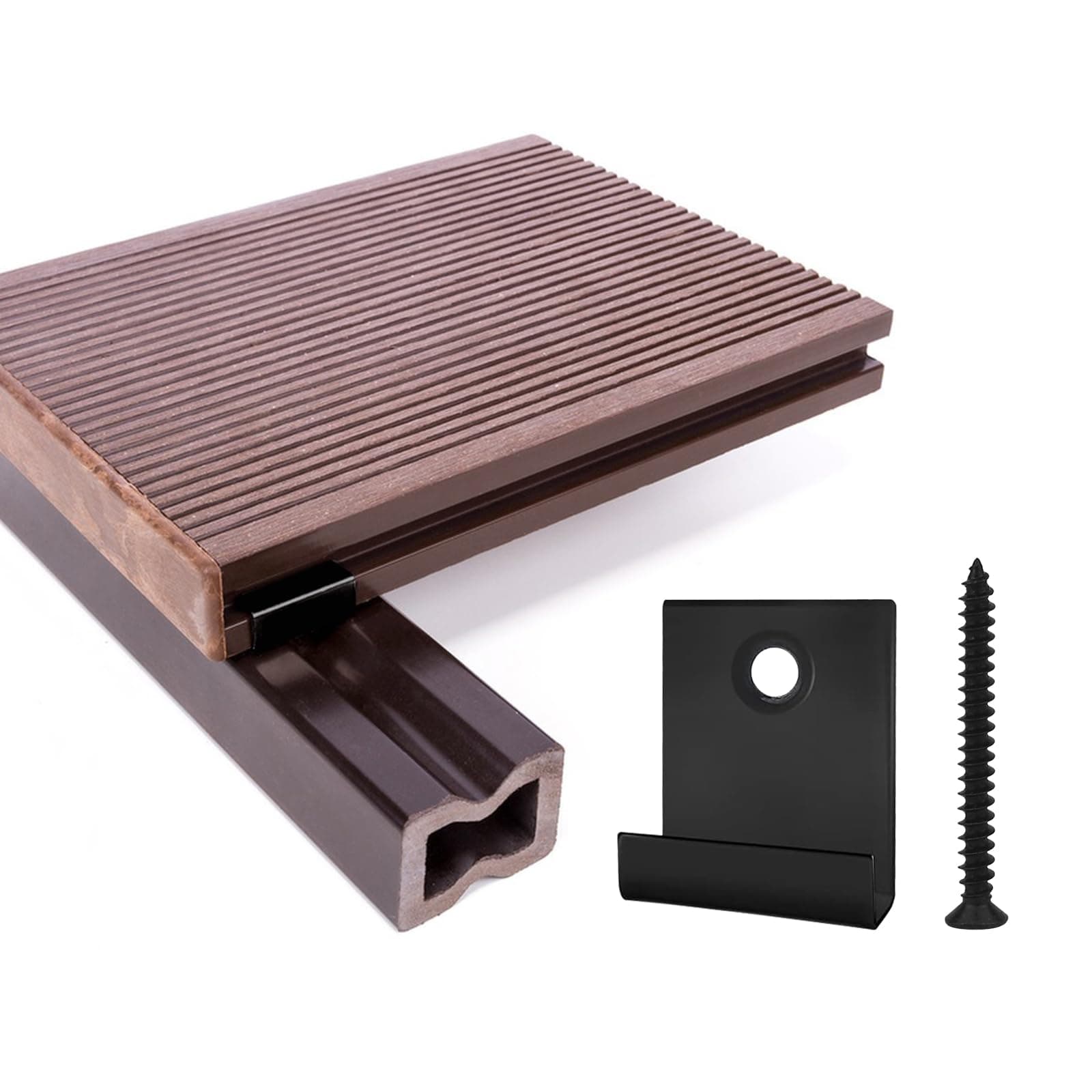 composite decking clips 30 pcs - hidden starter fastener board clip with self-tapping screw DIY hardware(30 pcs, hidden composite decking clips)