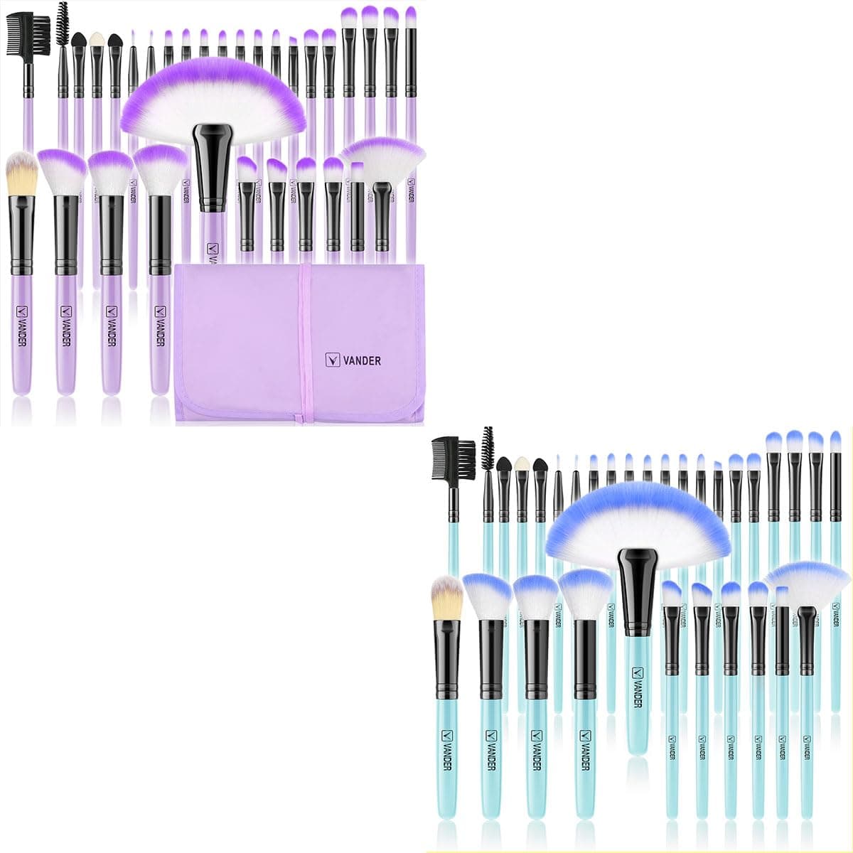 VanderSave 20% on Makeup Brushes 32Pcs Purple Makeup Brushes Set+ 32Pcs Blue Makeup Kit（Cosmetic bag not included）