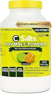 C-Salts Vitamin C Powder - 100% Pure Buffered Ascorbic Acid Powder for Daily Immune Support & Collagen Production - Stomach-Friendly Organic Vegan Non-GMO Sugar-Free - 272 Servings - Lemon Lime, 26oz