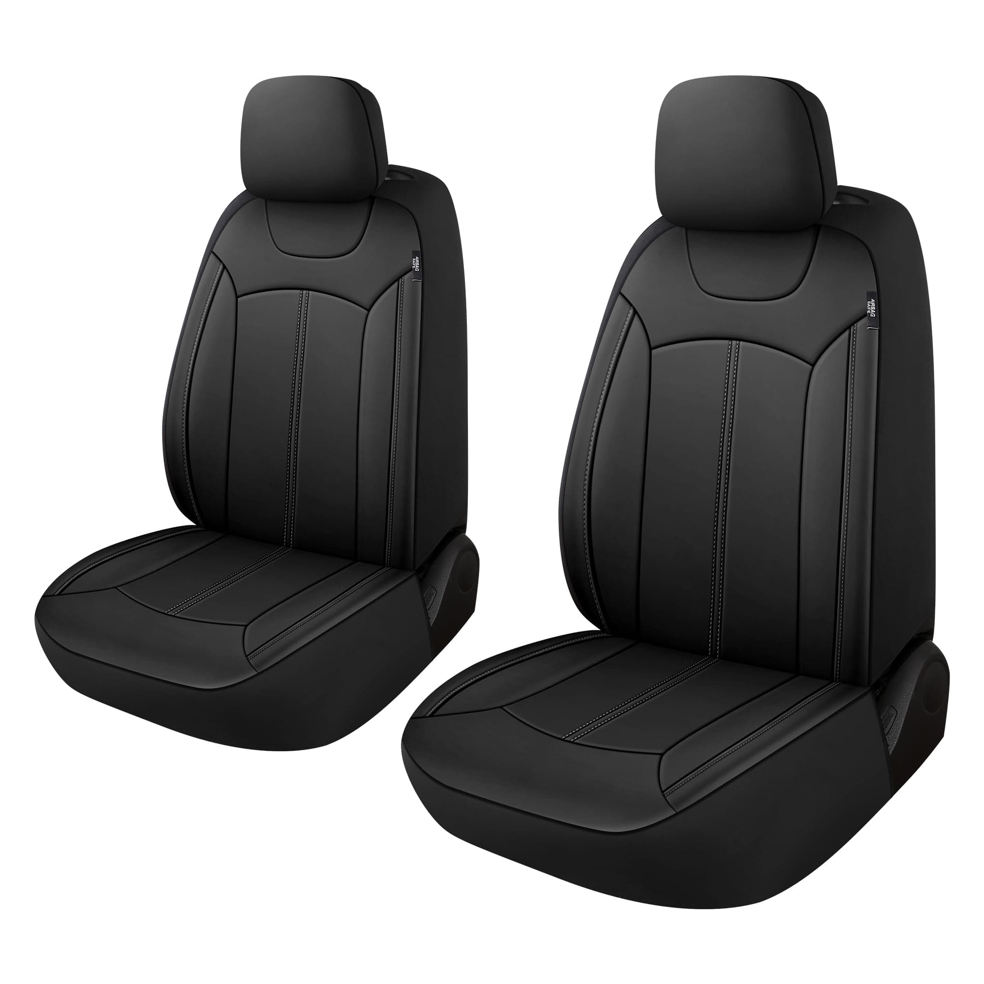 Pariiaotin Premium Leather Car Seat Covers Front Set, Waterproof Stain-Resistant Seat Covers for Cars, Universal Automotive Interior Covers for Sedan SUV Truck Pick-up Van, Black