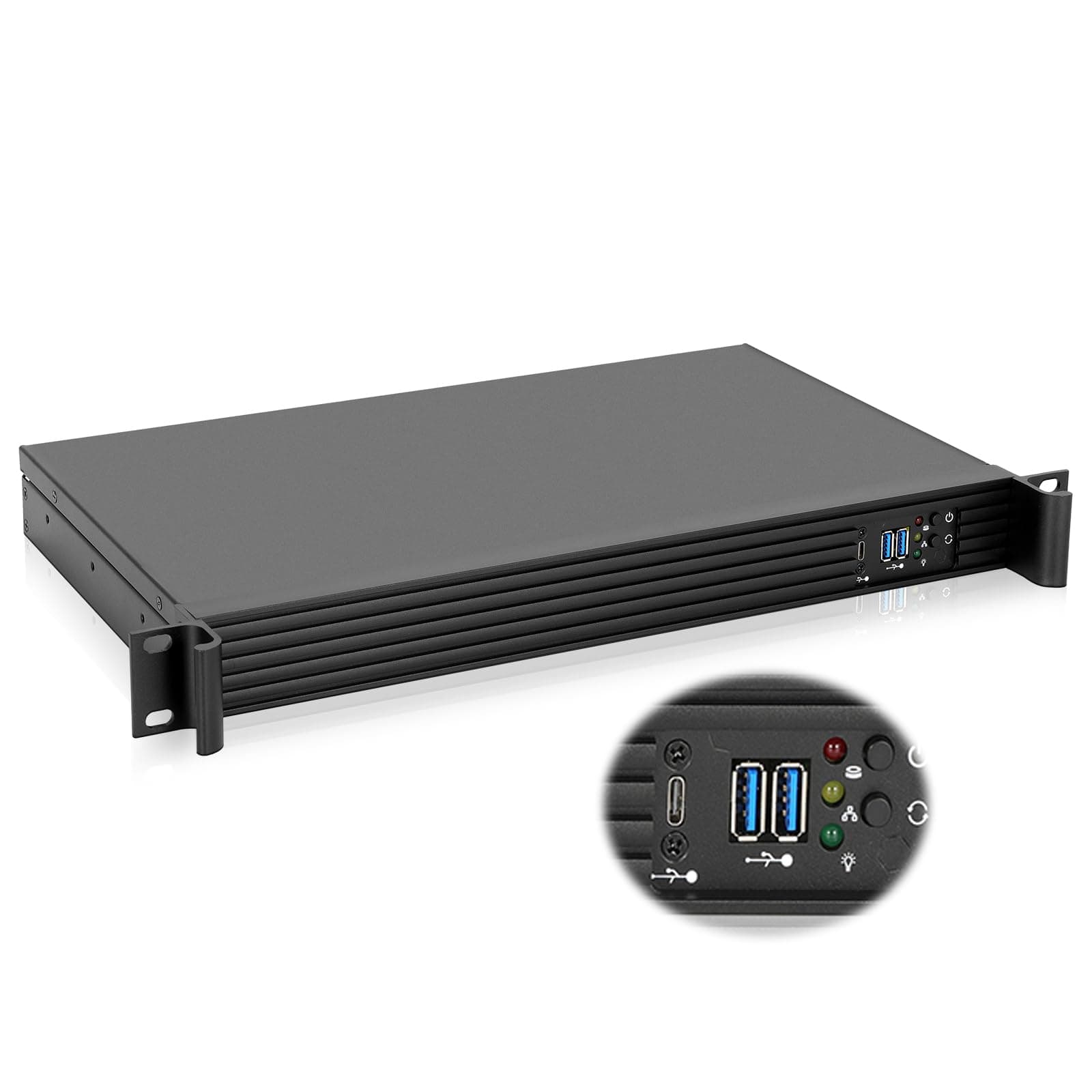 rackchoice Aluminium 1u Mini ITX Server rackmount Chassis,Black