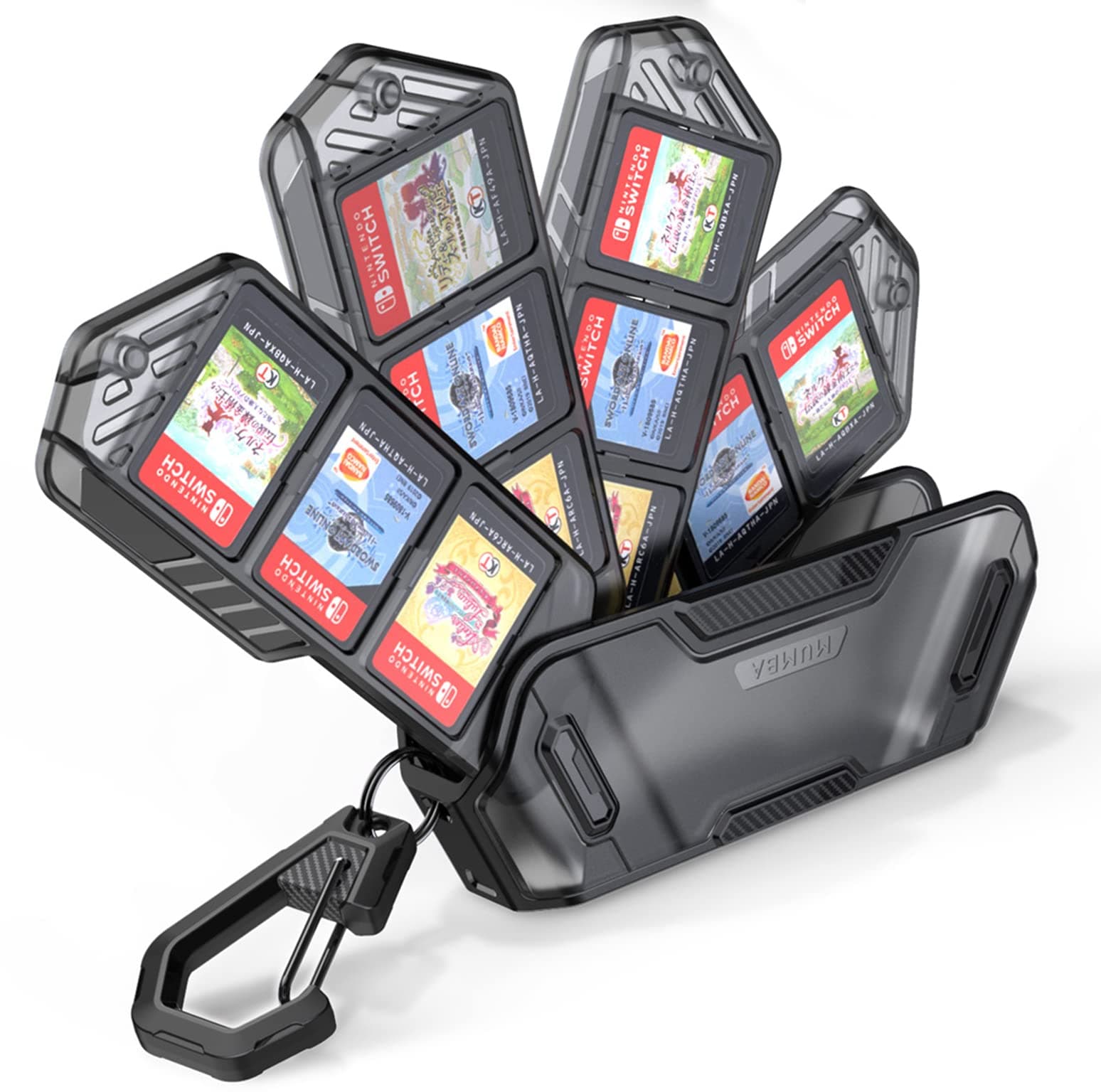 - 12 Switch Game Card Case Holder for Nintendo Switch Game Cards, Portable and Exquisite Protective Hard Shell with 4 Layer Rotatable Holder for Nintendo Switch 2/Switch/Switch OLED/Lite (Black)