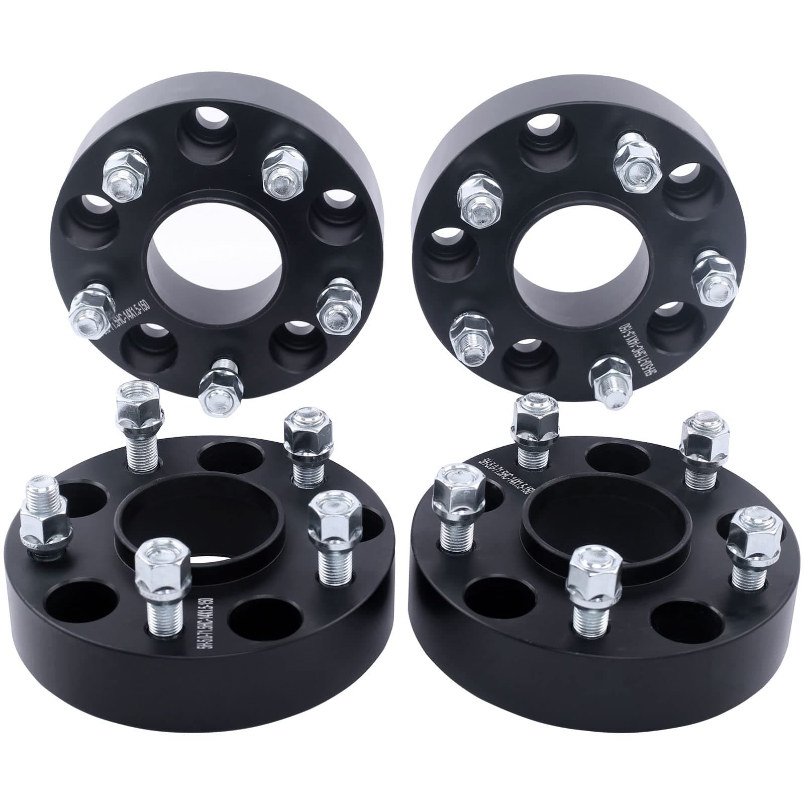 DCVAMOUS 4PC Black 5x4.5 Hubcentric Wheel Spacers 1.5 Inch with 1/2" Studs Compatible with Jeep 5 Lug 5x114.3 for 1984-2001 Cherokee XJ | 2002-2012 Liberty KJ KK | 1987-2006 Wrangler YJ TJ