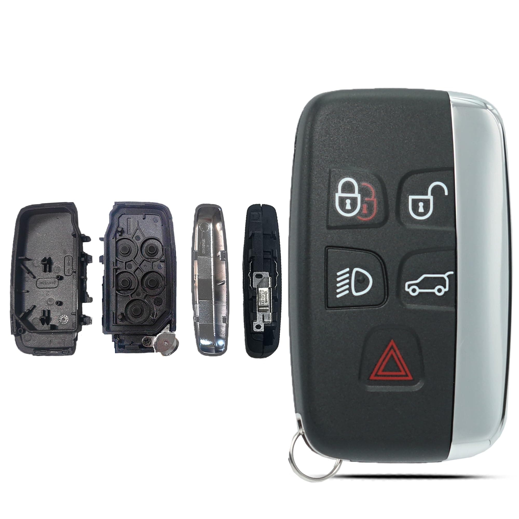 Key Fob Shell Case Replacement Fits for Land Rover Range Rover Sport Evoque LR4 LR2 Jaguar XJ XF XK F-Type F-PACE XE 2012 2013 2014 2015 2016 2017 2018 Keyless Entry Remote Control 5 Button Pad Cover