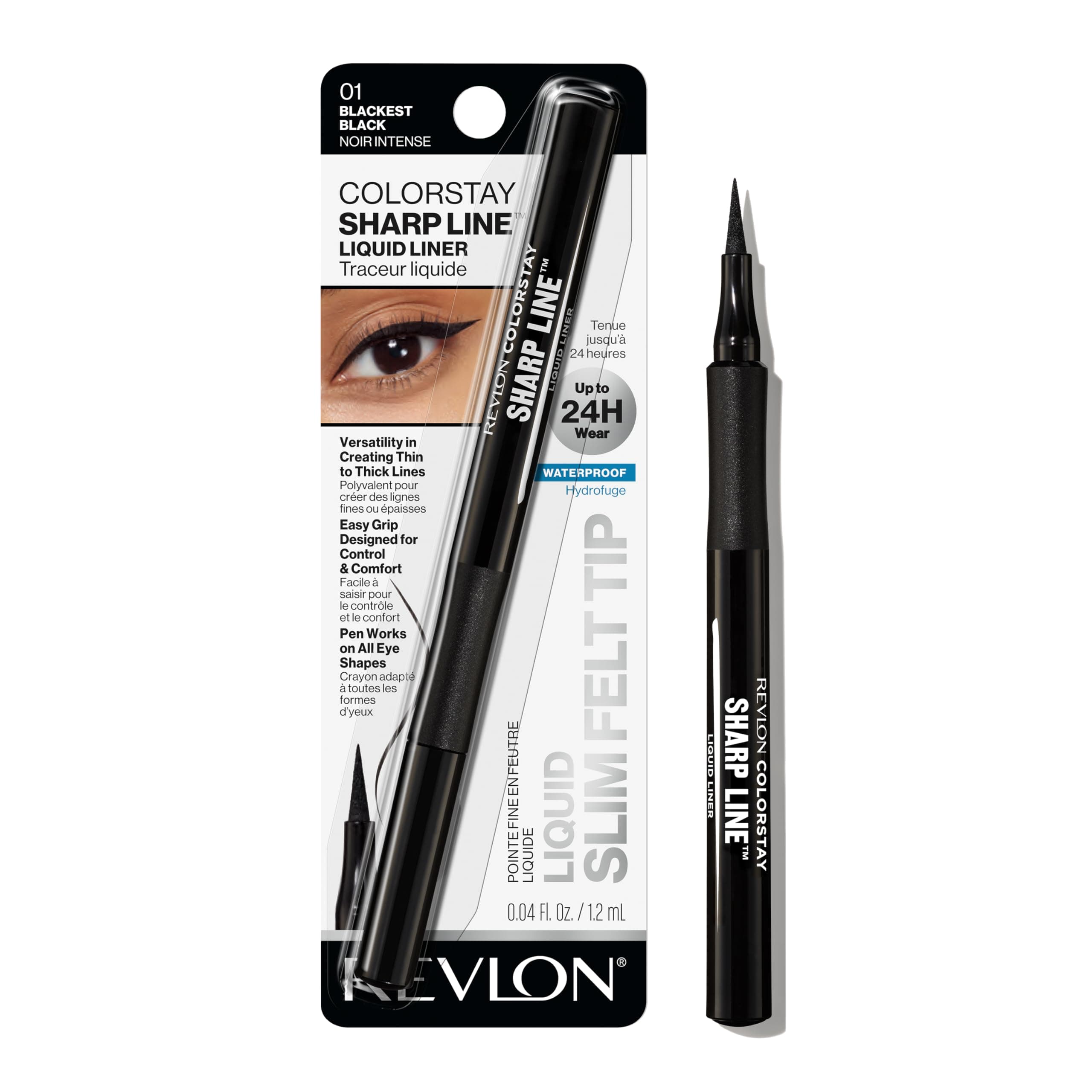Revlon Colorstay Liquid Classic Tip Eye Pen, Blackest Black, 0.056 Ounce
