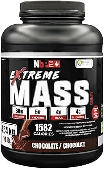 Extreme Mass Weight Gainer Muscle Builder, 10 lb (4.54 kg) with Less Sugar for Intense Workout Training Made of high Calorie Fortified whey Protein (Chocolate)