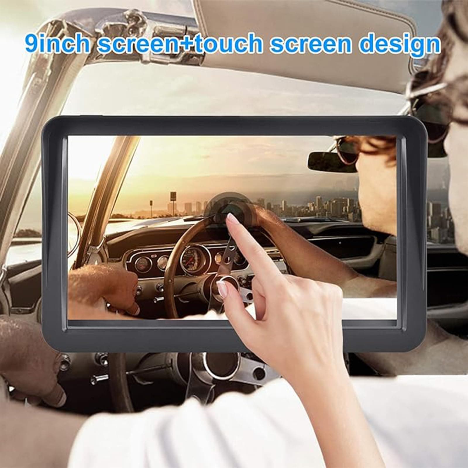 Car GPS Navigation, 9-inch HD Touch Screen Navigation Device Truck 8GB 256MB Navigation with POI High Speed Camera Warning Voice Guide Lane Lifetime Free Map Update