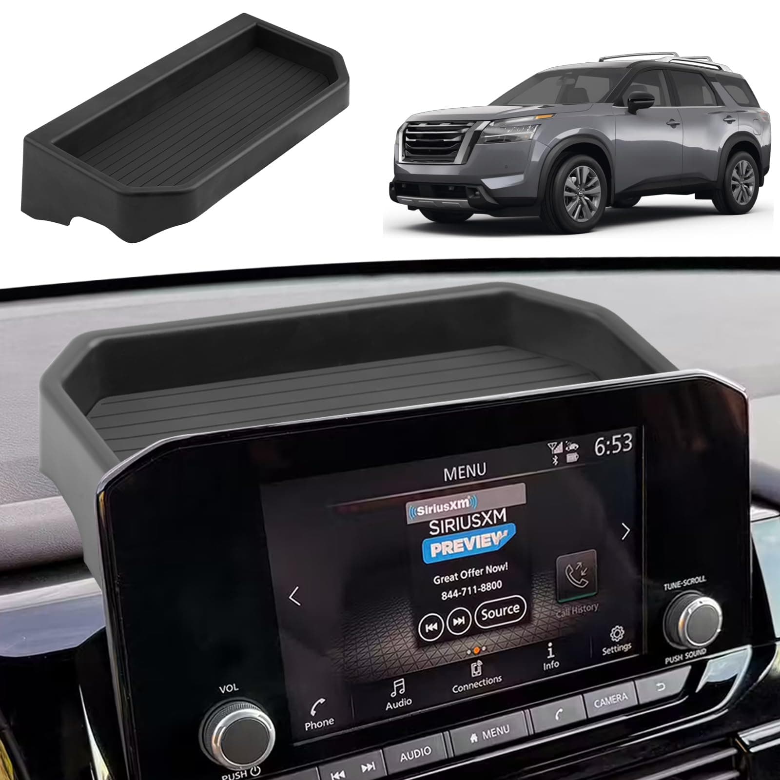 2025 Pathfinder Dash Console Organizer - Behind Screen Organizer Tray For 2022-2025 Nissan Pathfinder(SL/Platinum) Accessories Dashboard Storage Behind 9-Inch Screen Center Console Organizer