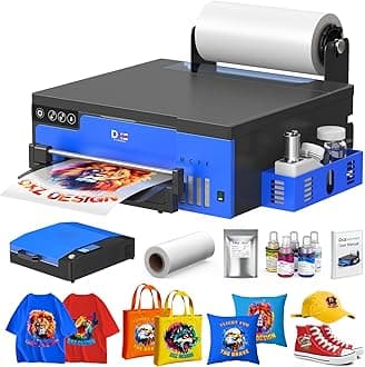 A4 DTF Printer with Roll Feeder-XP600 Doubled Printing Speed Compared to L1800 and L805,Built-in White Stirring System for DIY T-Shirt,2-Year Ink Included (Printer+Oven)