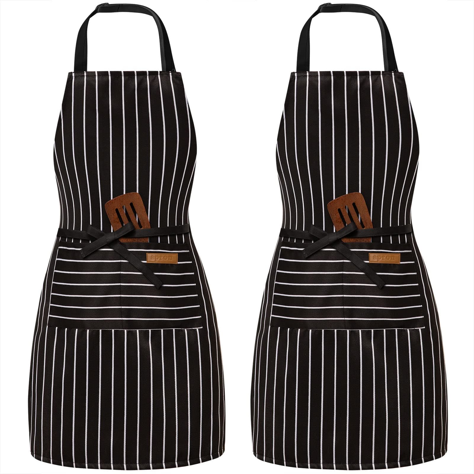 2 Pack Adjustable Bib Apron with 2 Pockets Chef Cooking Kitchen Restaurant Aprons for Women Men