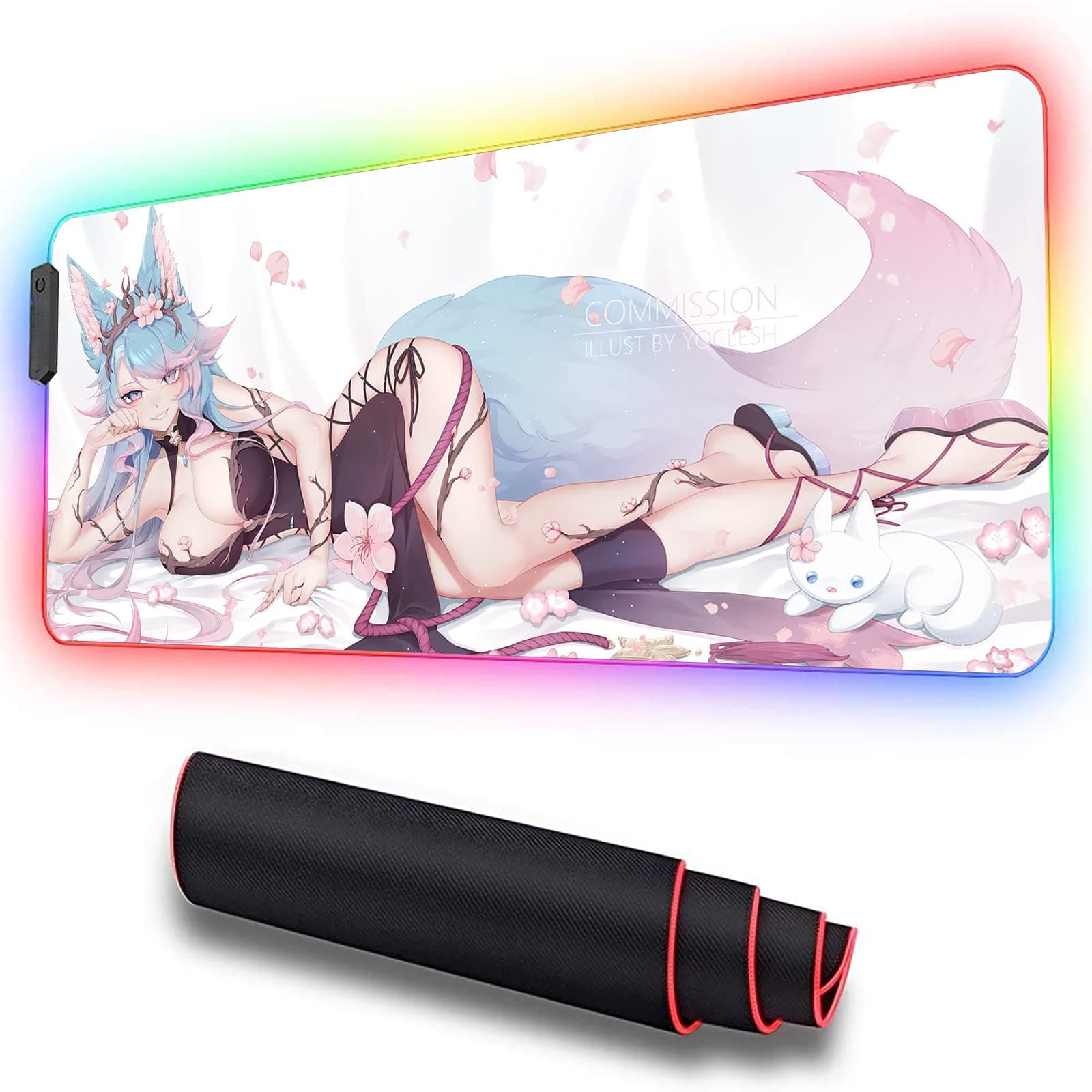 Gaming Mouse Pads Extended Led Silvervale Mouse Pad RGB Mouse Mat Large XL Desk Mat with Lock Edge Oversized Computer Keyboard Pad 400X900Mm