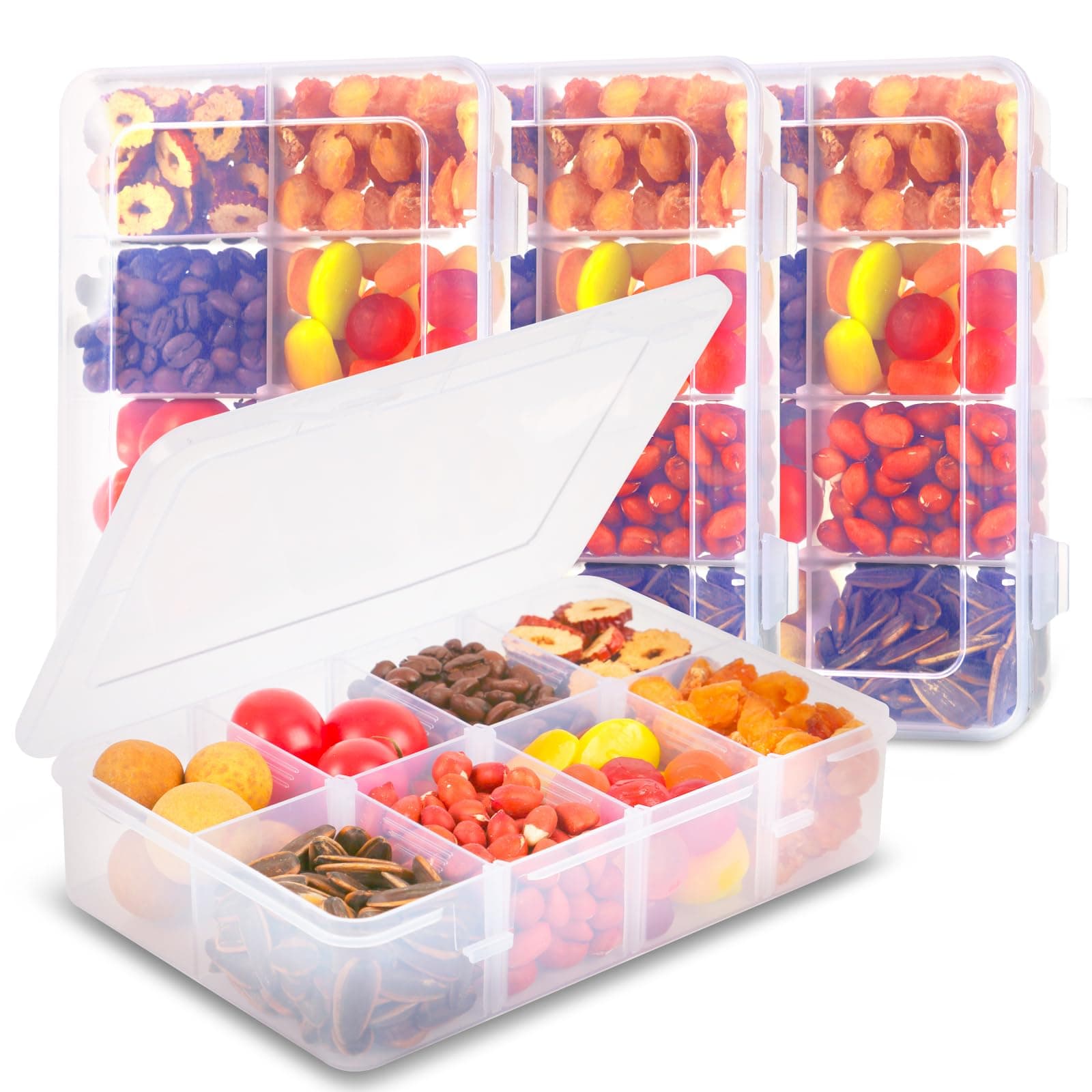AQSXO 16 Pcs Snack Box Container, 8 Compartments Snack Containers Reusable Meal Prep Lunch Containers.