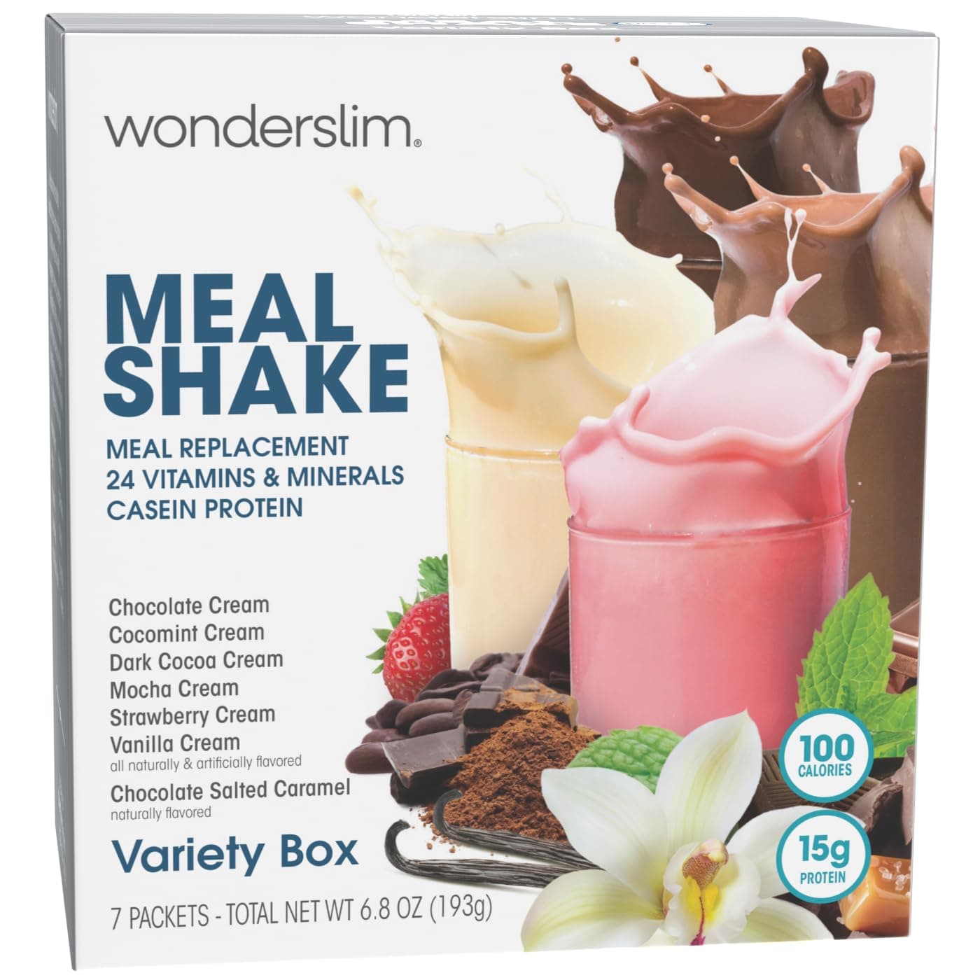 Meal Replacement Shake, Variety Pack, 15g Protein, 24 Vitamins & Minerals, Gluten Free (7ct)