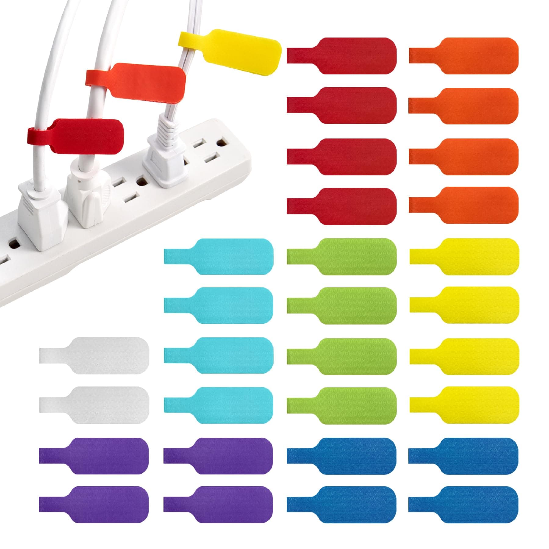 Wrap-It Storage - Cable Labels, Medium, Multi-Color (30-Pack) Write On Cord Tags for Wire Management and Identification