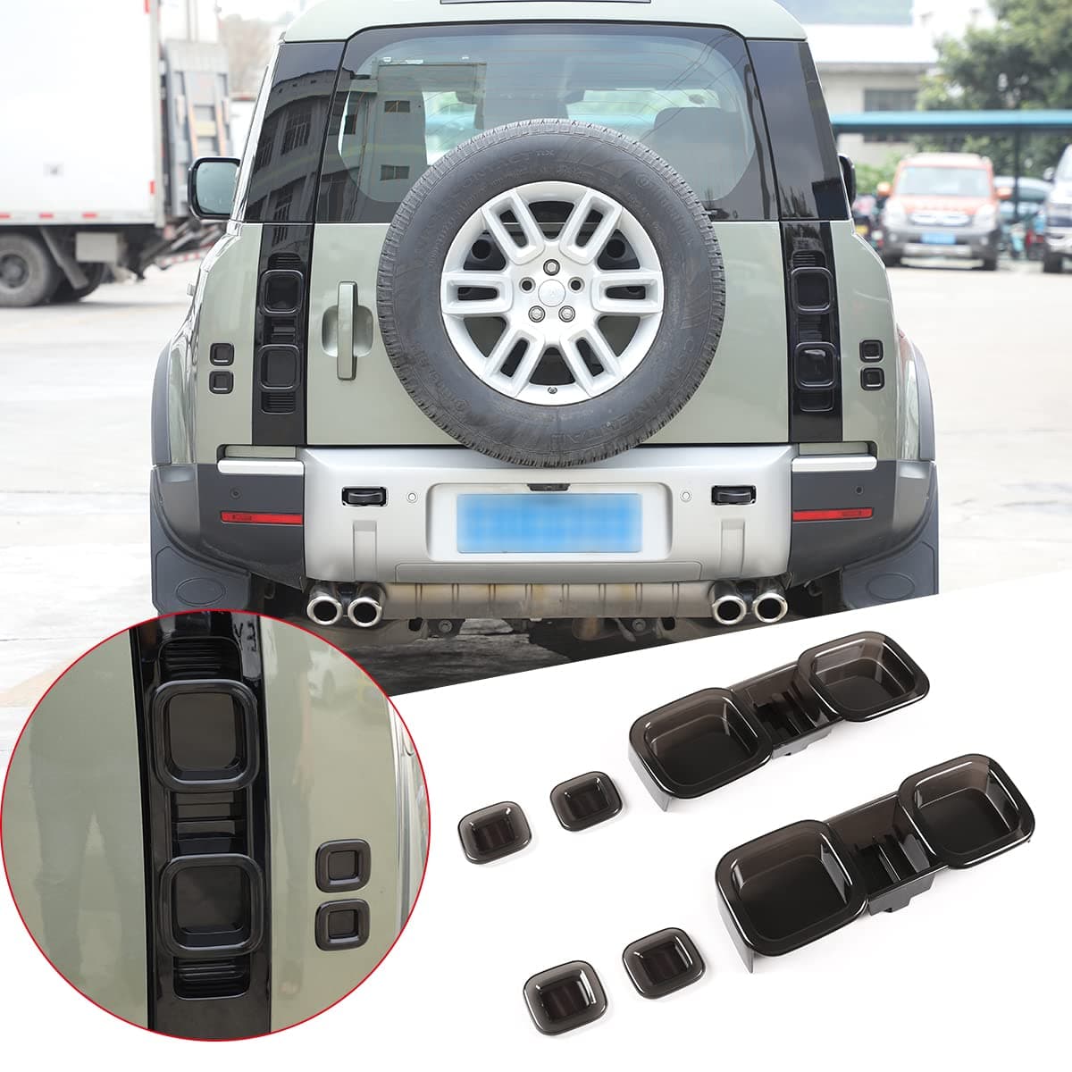 ABS Smoked Tail Lights Set Assembly for LR Defender 90 110 2020-2022 Rear Light Cover Decorative Frame