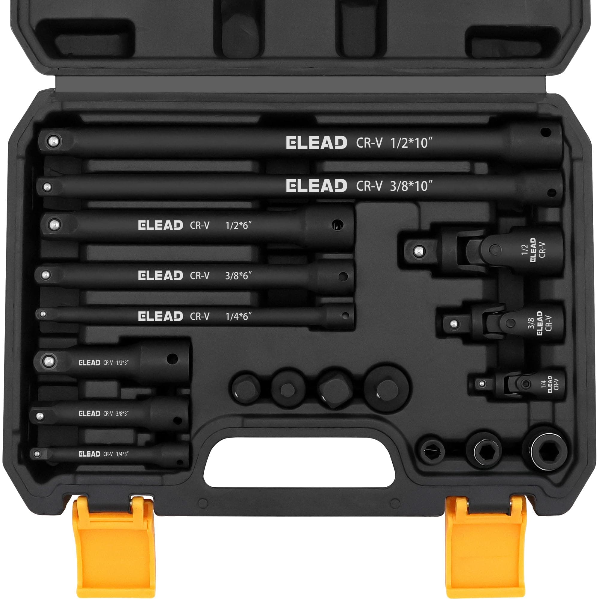 18-Pieces Drive Tool Accessory Set: Includes Extension Socket Adapters, Socket Extension Bar, Swivel Universal Joints and Impact Coupler, 1/4", 3/8" & 1/2" Drive