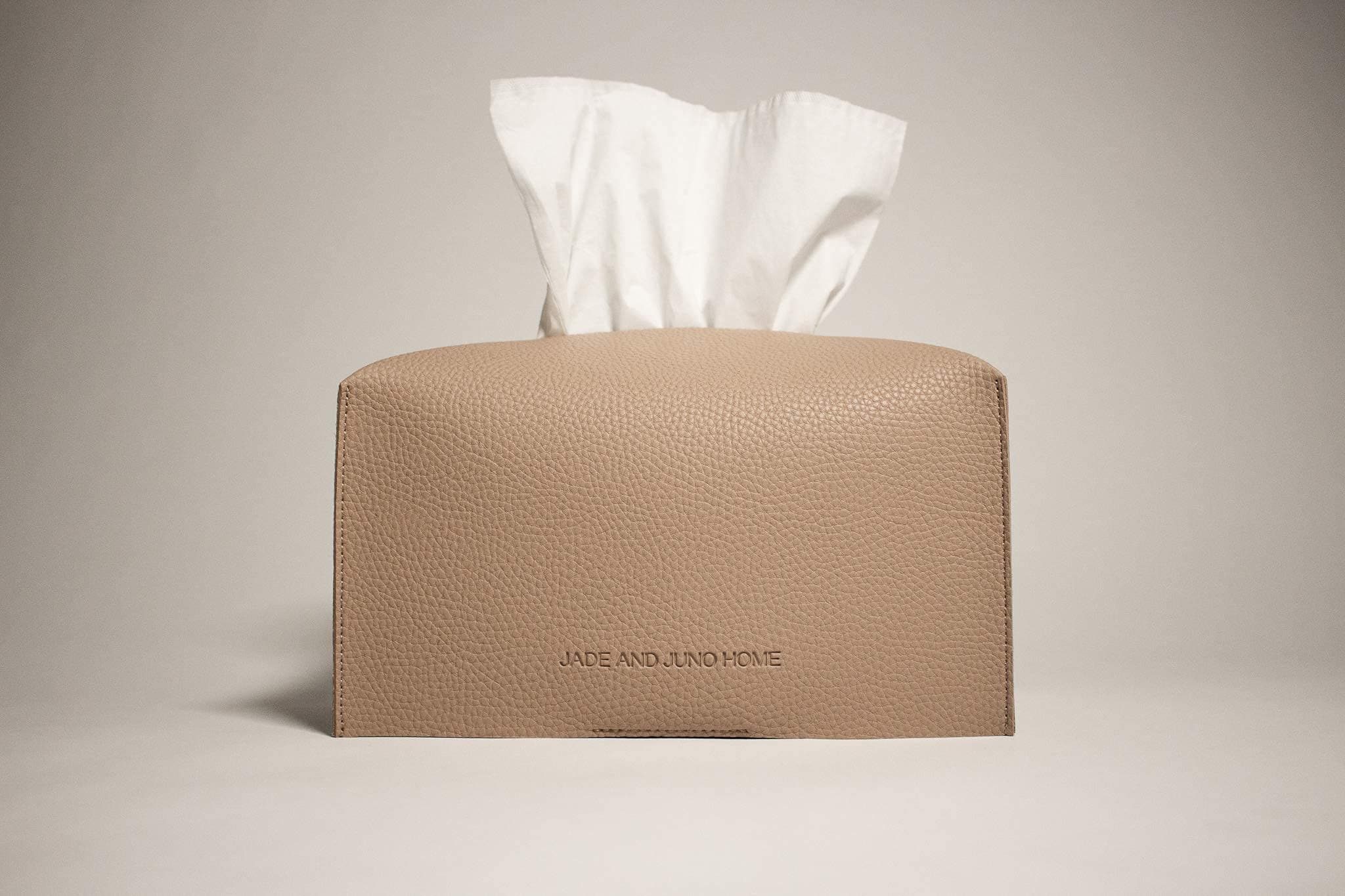 JADE AND JUNO HOMETissue Box Cover/Holder (Rectangle) - Covers Rectangular Shaped Boxes with a Contemporary Finish - Designed with Modern PU Leather (Weathered Oak)